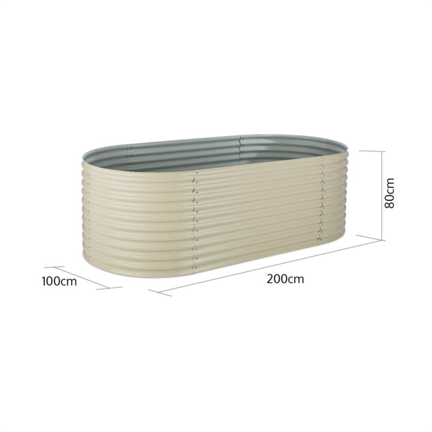 High Grow parterre elevado huerto urbano 2m zinc capa de aluminio beige 200 x 100 x 80 cm | Crema