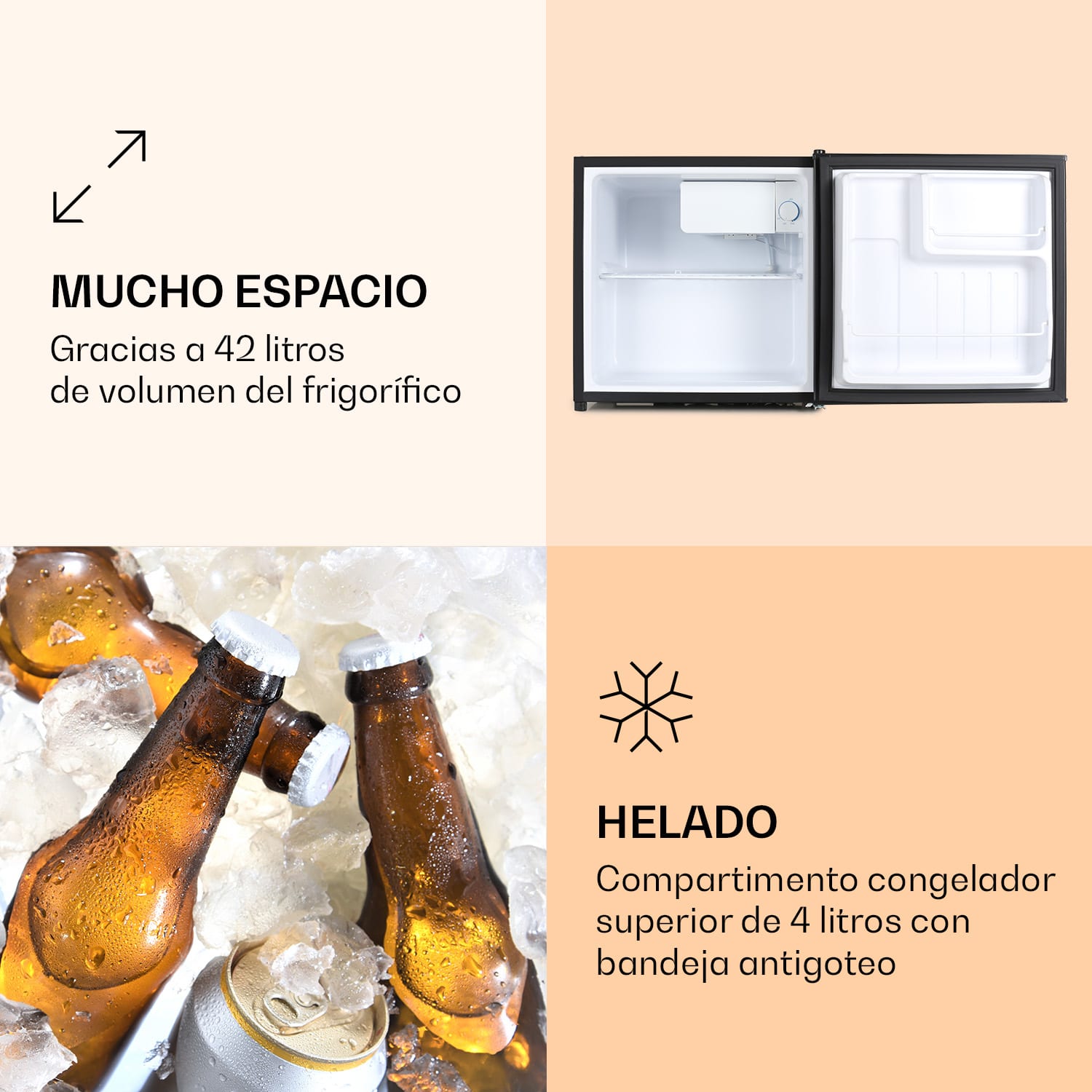 Frigorífico Spitzbergen Aca 46 litros, congelador 4 litros, 1 estante 46 L | Negro