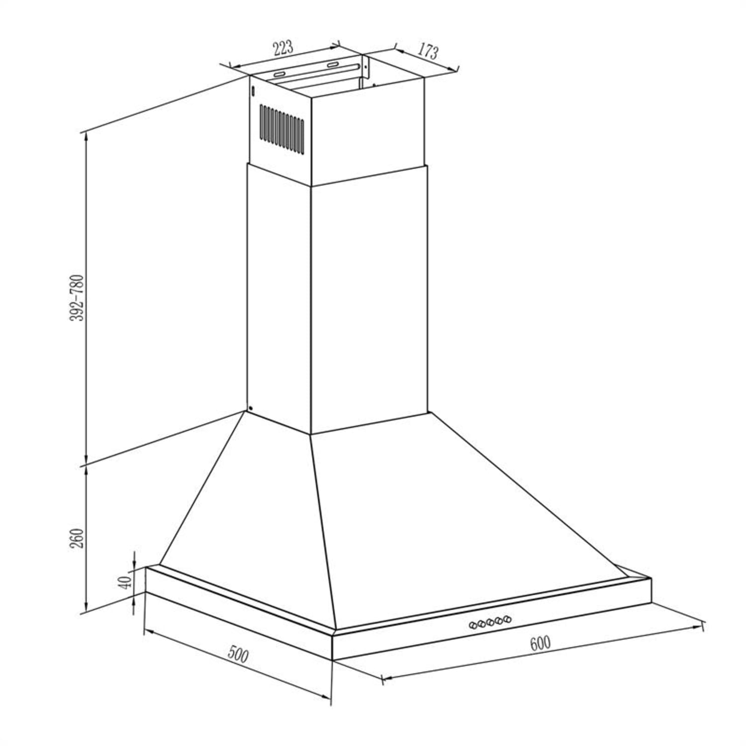 Steinklar afzuigkap 60cm 610 m3/h afvoervermogen steenlook 