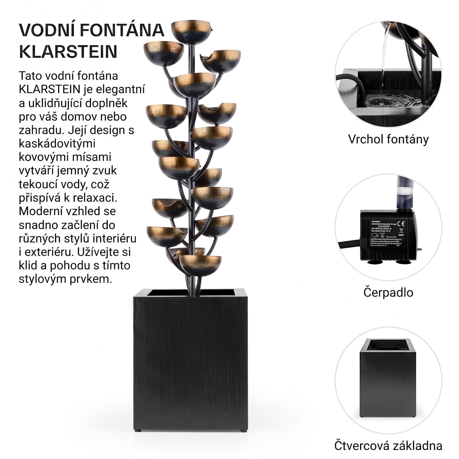 Joshua Tree, zahradní fontána, vodní hra, pumpa, 5W, 10 m kabel 