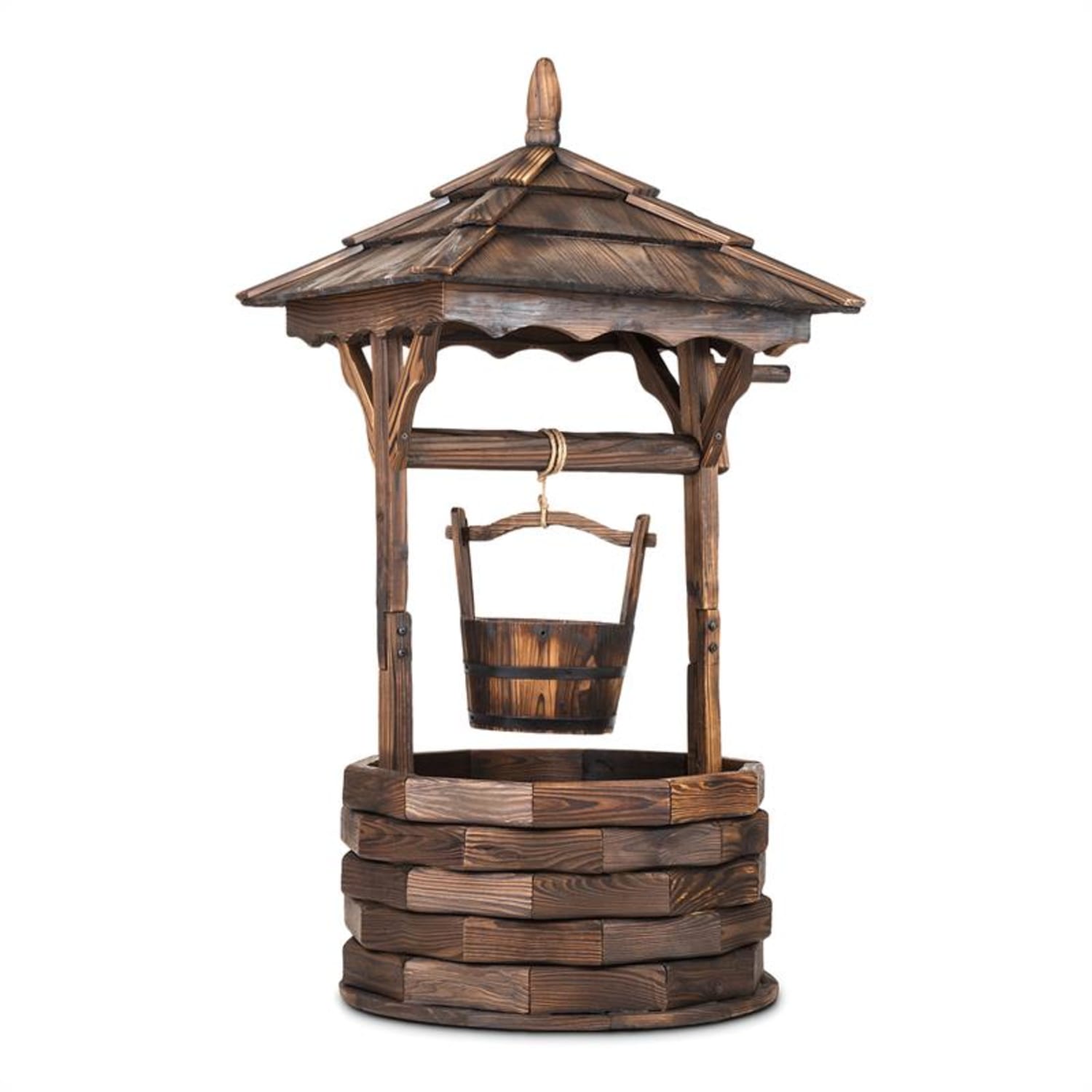Loreley Garten-Brunnen Garten-Dekoration 125cm Tannenholz geflammt 