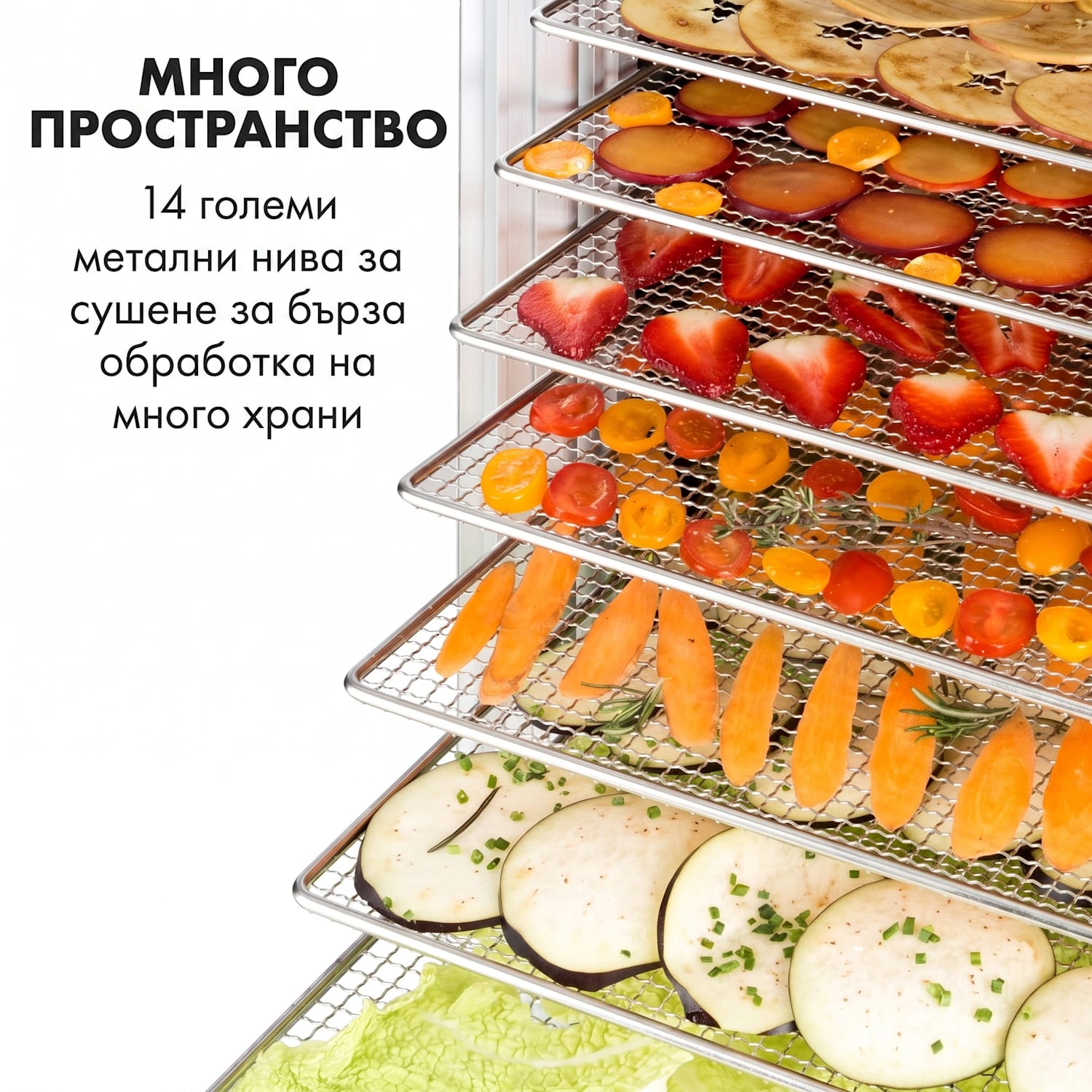 Fruit  Jerky 14 Сушилня за плодове 1000W 30 до 70 °C 14 рафта таймер LCD дисплей 14 нива