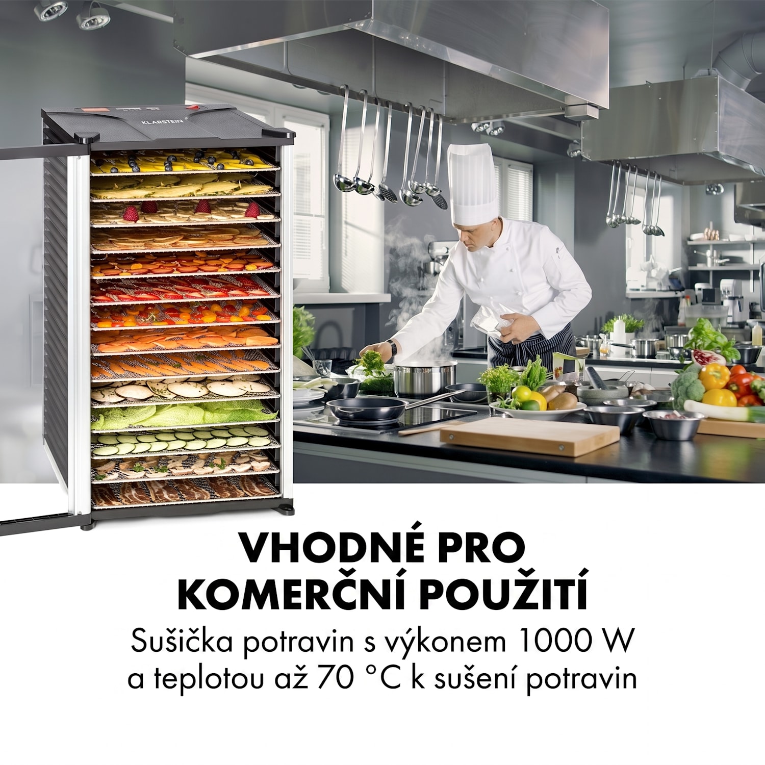 Fruit Jerky 14, sušička, časovač, 14 pater, 1000 W, 30-70 °C, LCD displej 14 plat