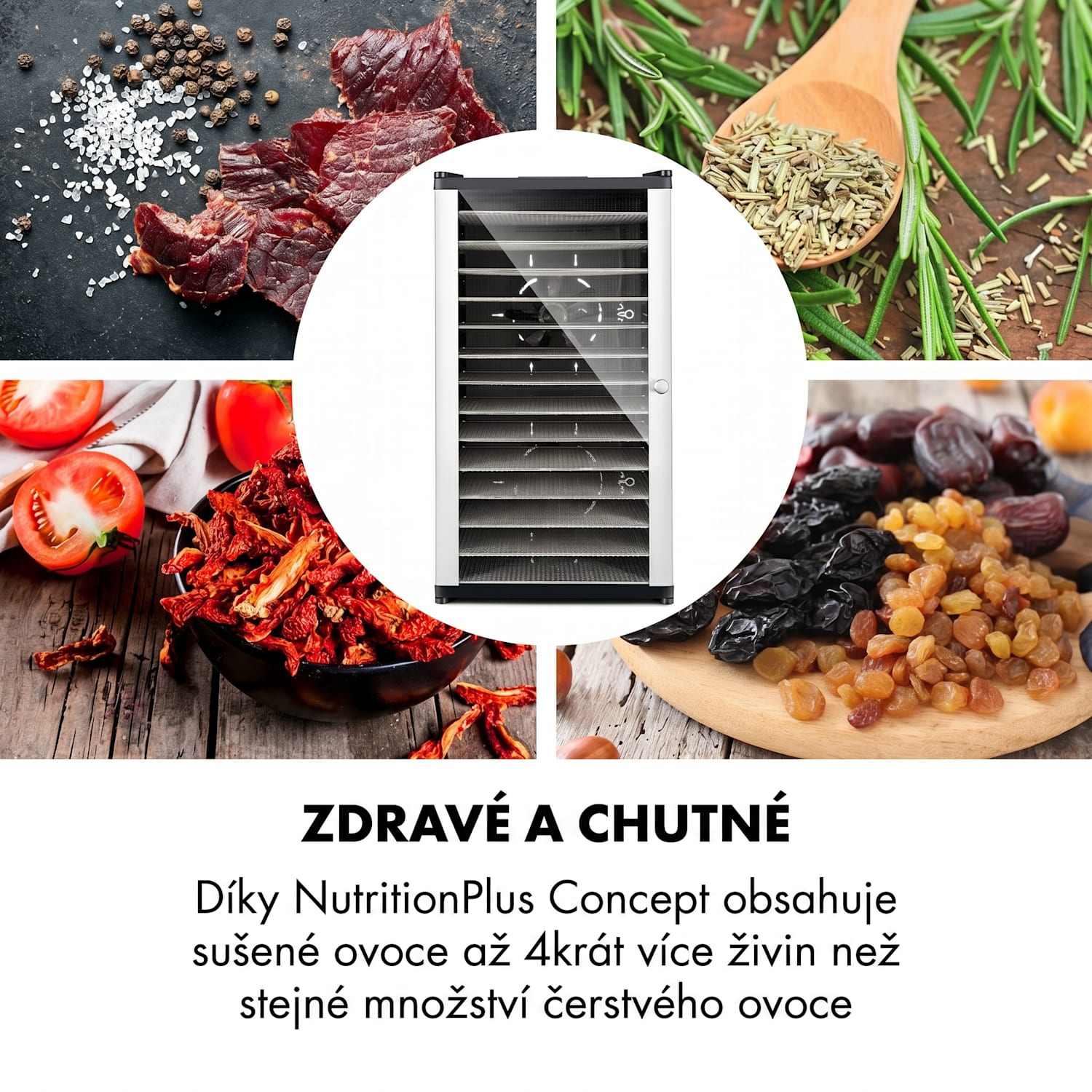 Fruit Jerky 14, sušička, časovač, 14 pater, 1000 W, 30-70 °C, LCD displej 14 plat