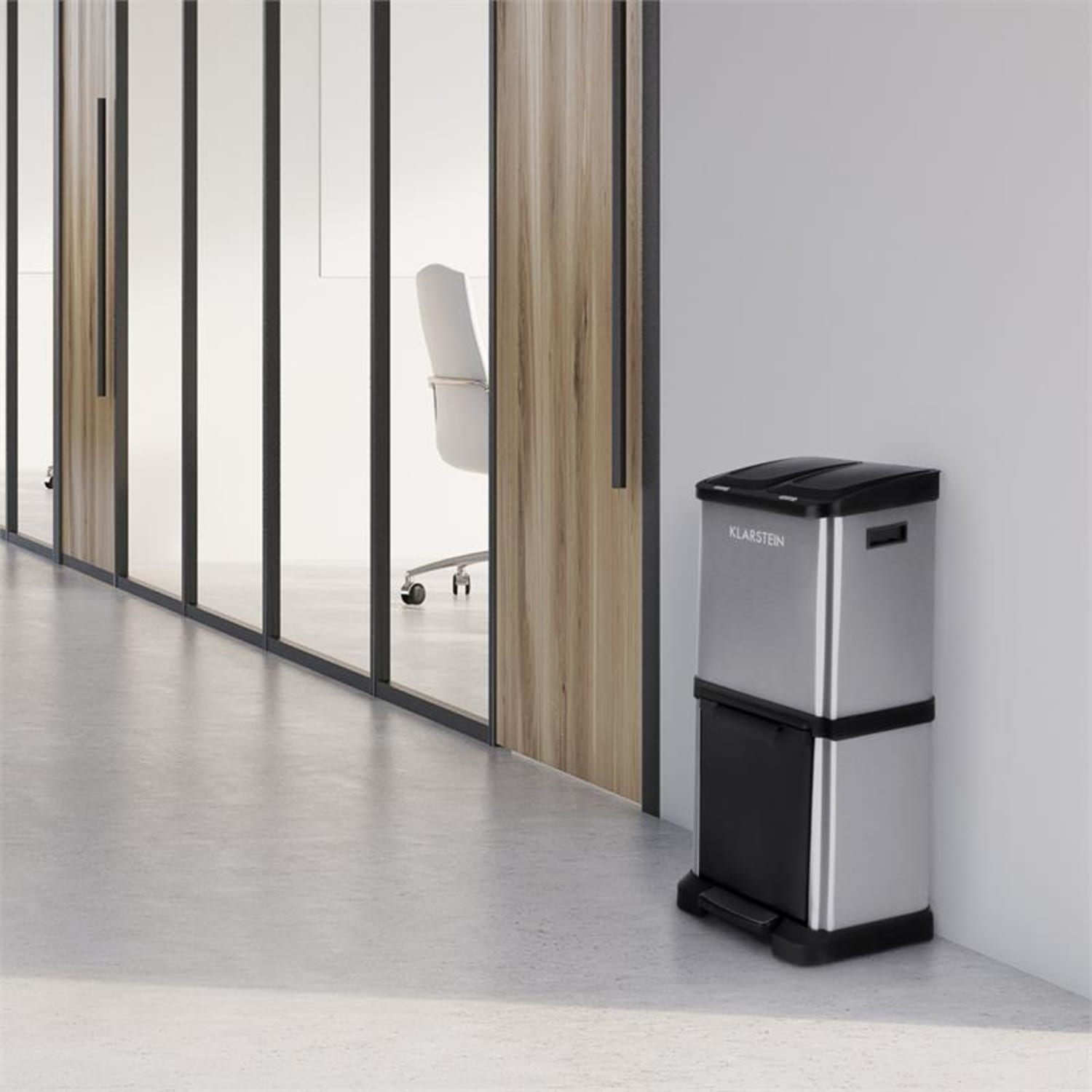 Ökosystem², szemeteskosár, hulladék osztályozó, 30 l (1 x15 l, 2x7,5 l), PE, nemesacél 