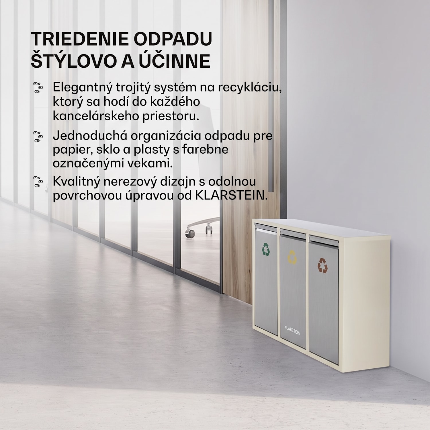 Ordnungshütter 3, 45 l, krémovo-béžová, box na triedený odpad, 3 x 15 l 45 L | Krémová