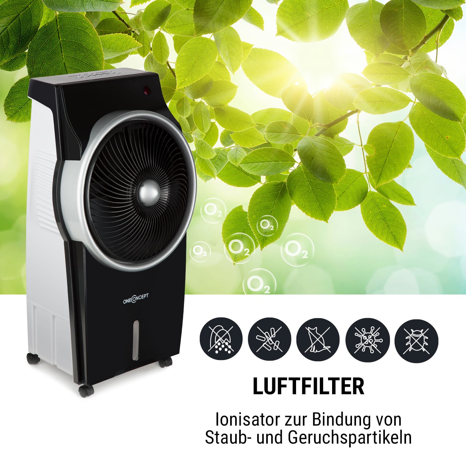 Kingcool 4-in-1 Luftkühler 2340 m³/h 95 W 8 Liter mobil Fernbedienung 