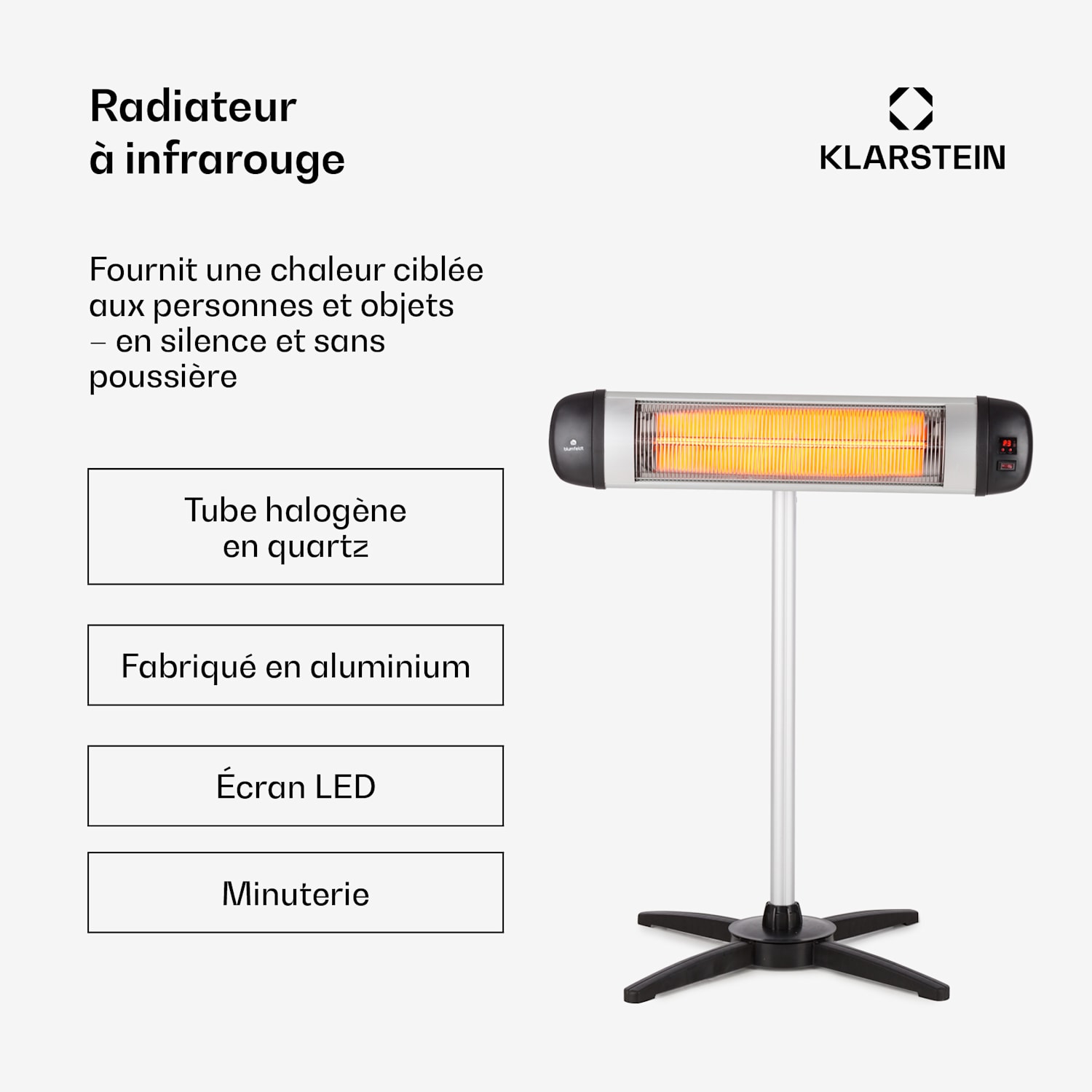 Rising Sun infrarood verwarming 850 / 1650 / 2500 W aluminium Rising Sun
