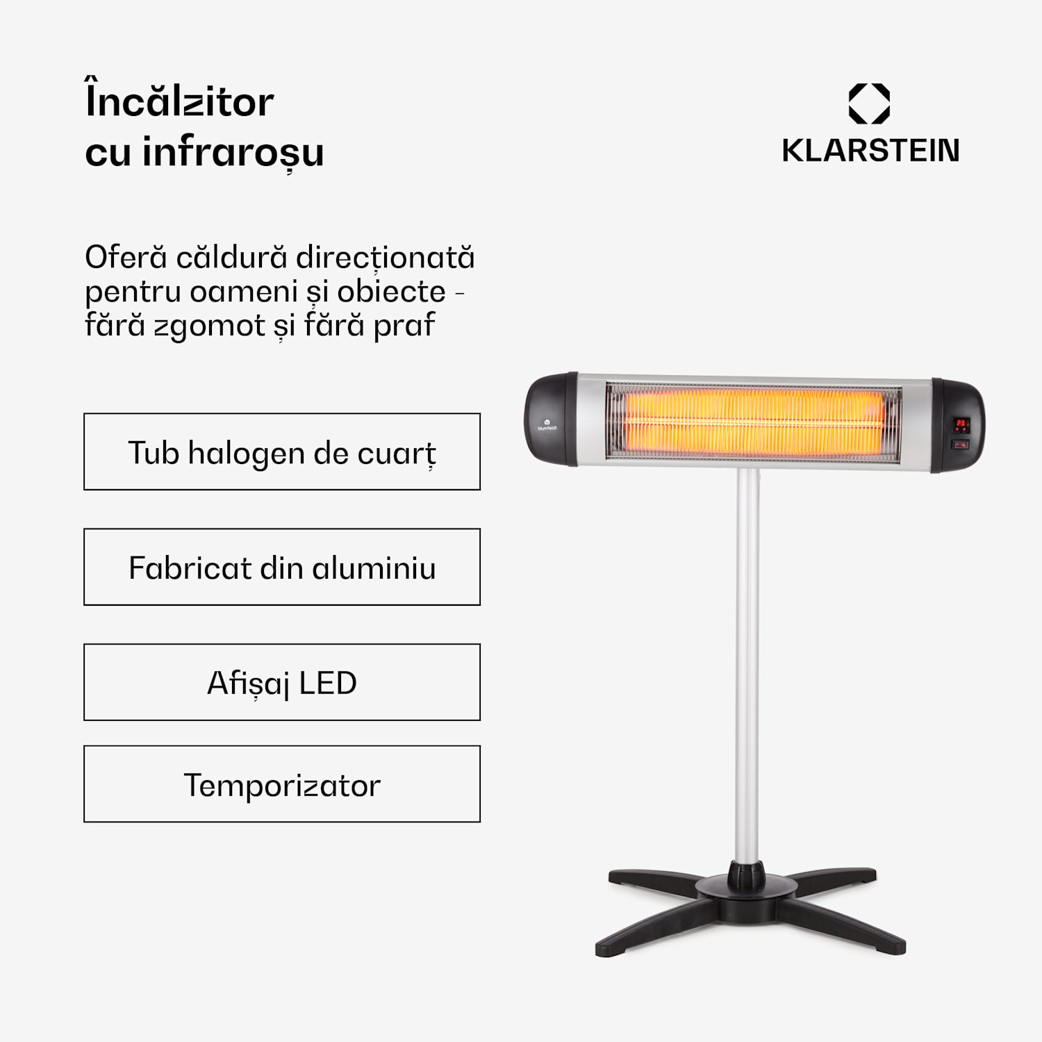 RISING SUN, radiator pe infraroșu, 850/1650/2500 w, aluminiu Rasare soare