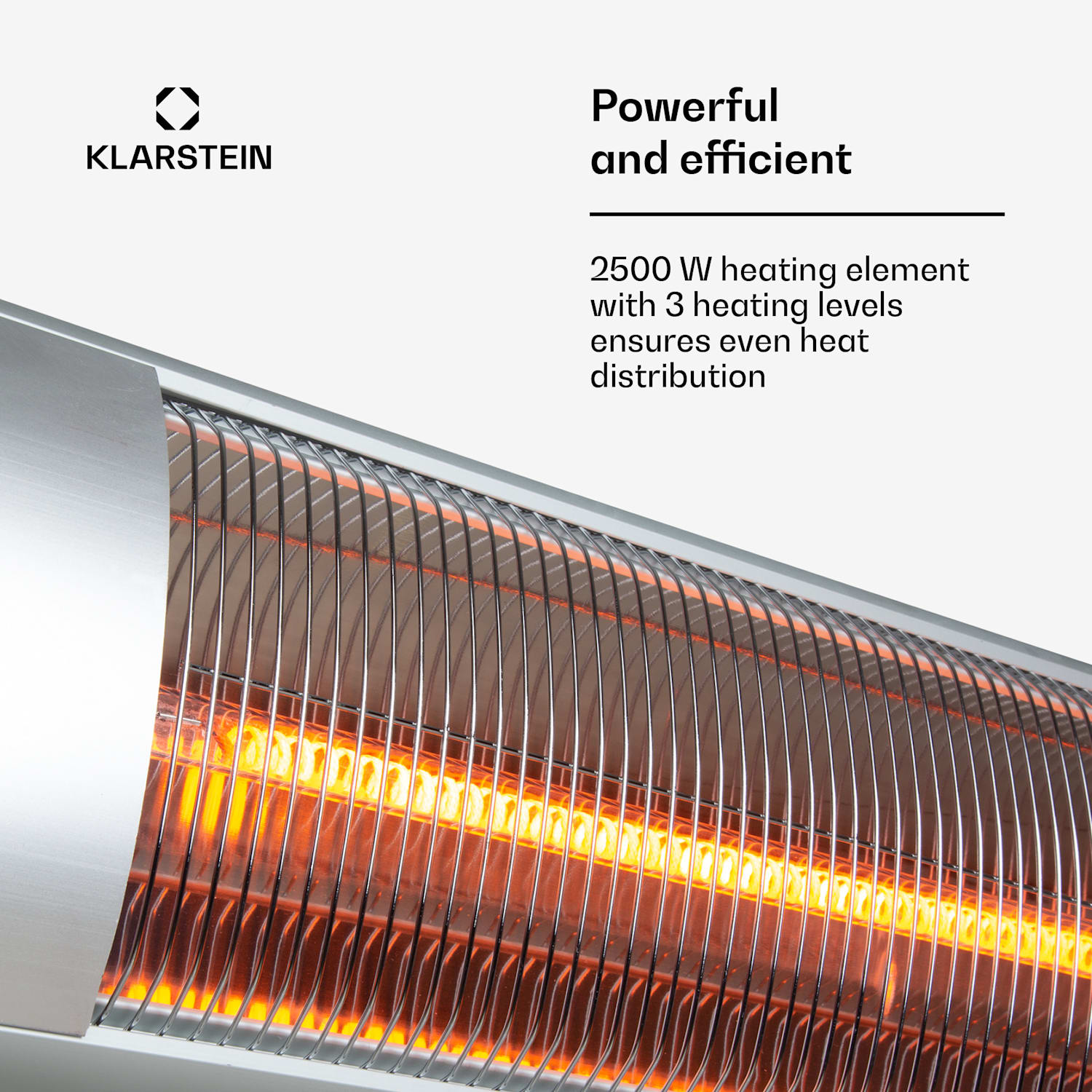 Rising Sun Aquecedor Radiante 2500W IP34 Ajuste de Altura Prata Rising Sun