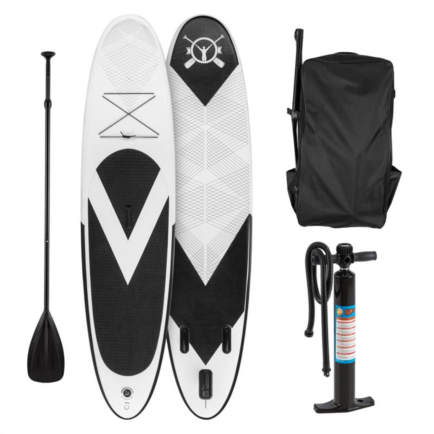 Spreestar, crno-bijela, daska za veslanje na napuhavanje, SUP set, 300x10x71cm Crna