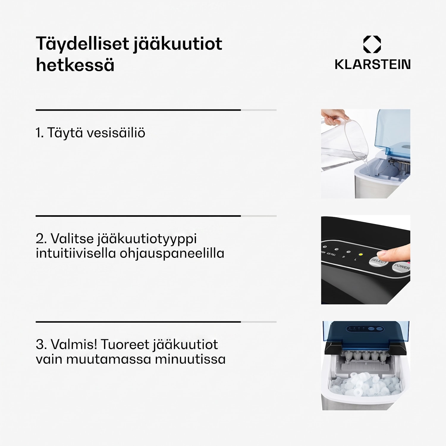 On-The-Rocks jääpalakone LED 12kg per 24t 2.1 teräs musta 