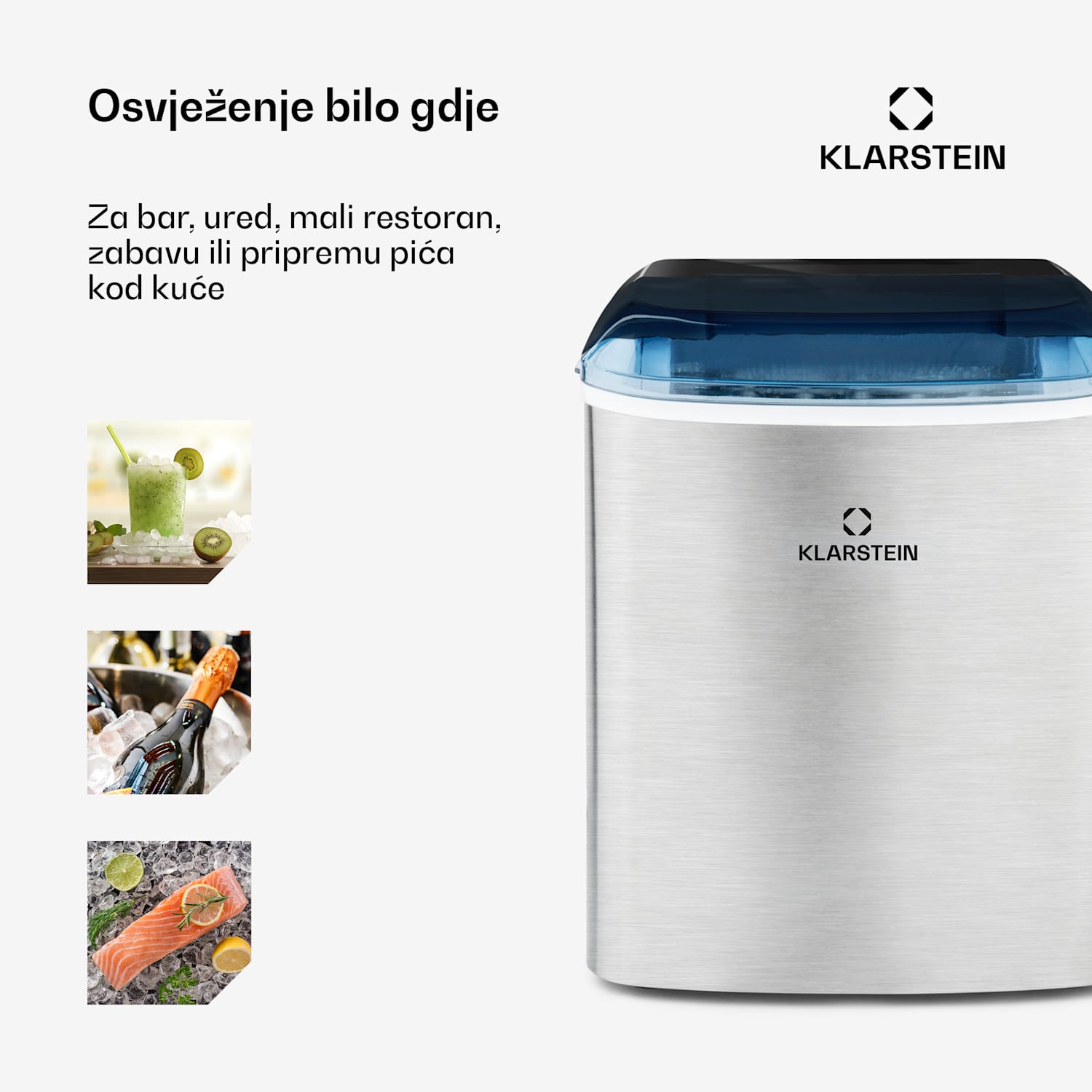 On-The-Rocks ledomat LED | 12kg svakih 24h | 2.1l | nehrđajući čelik crna boja 