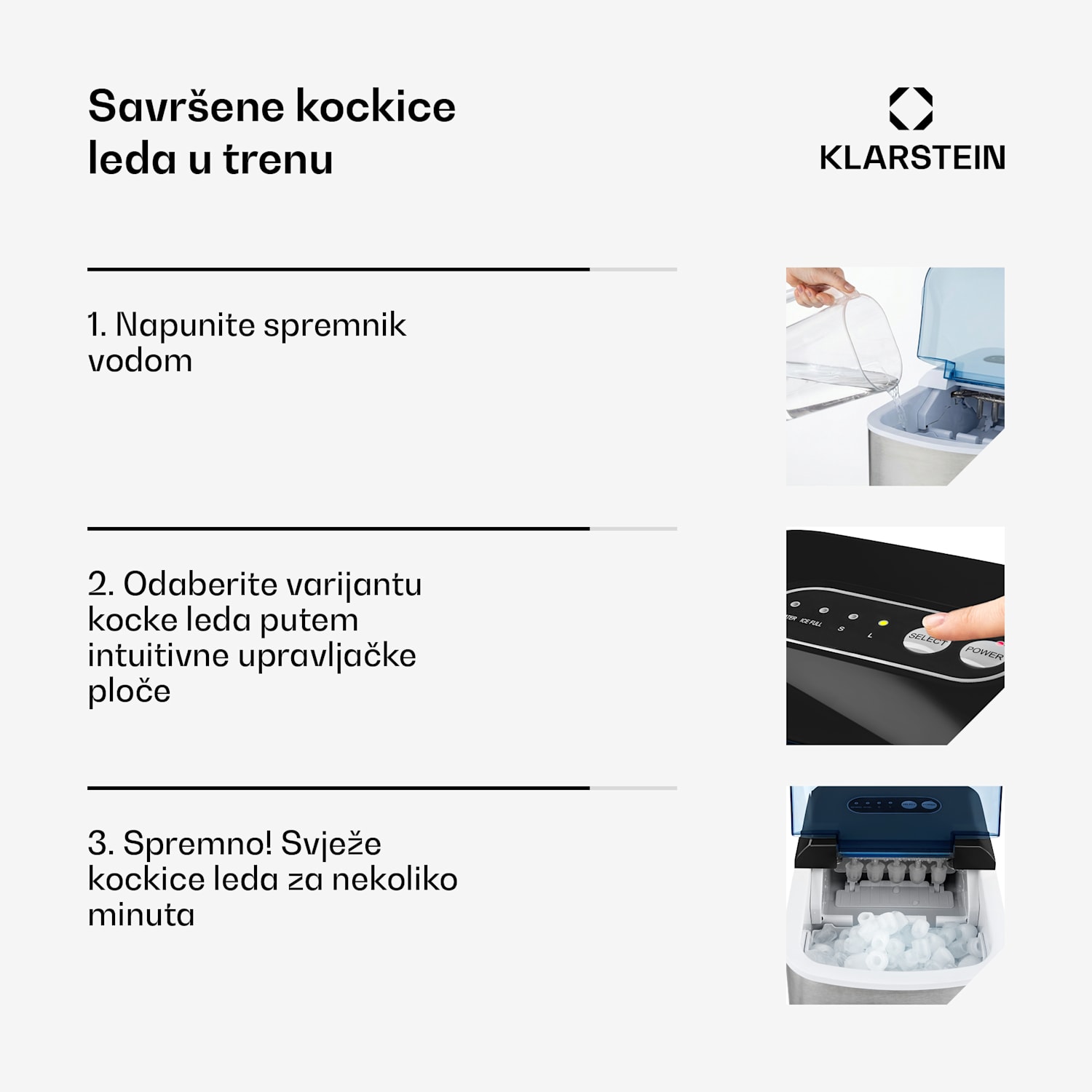 On-The-Rocks ledomat LED | 12kg svakih 24h | 2.1l | nehrđajući čelik crna boja 