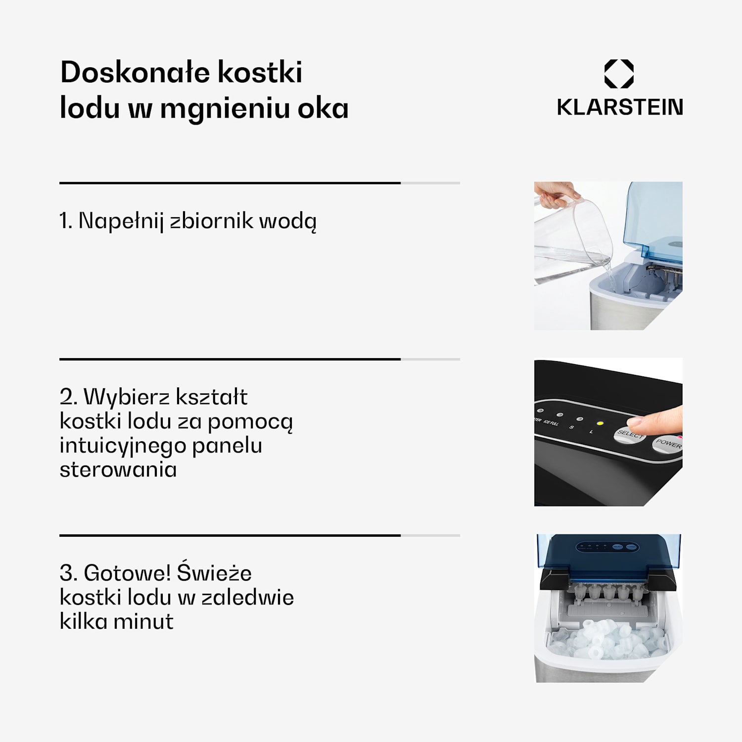 On-The-Rock kostkarka do lodu LED | 12kg /24 godz. | 2.1l | stal nierdzewna czarna 
