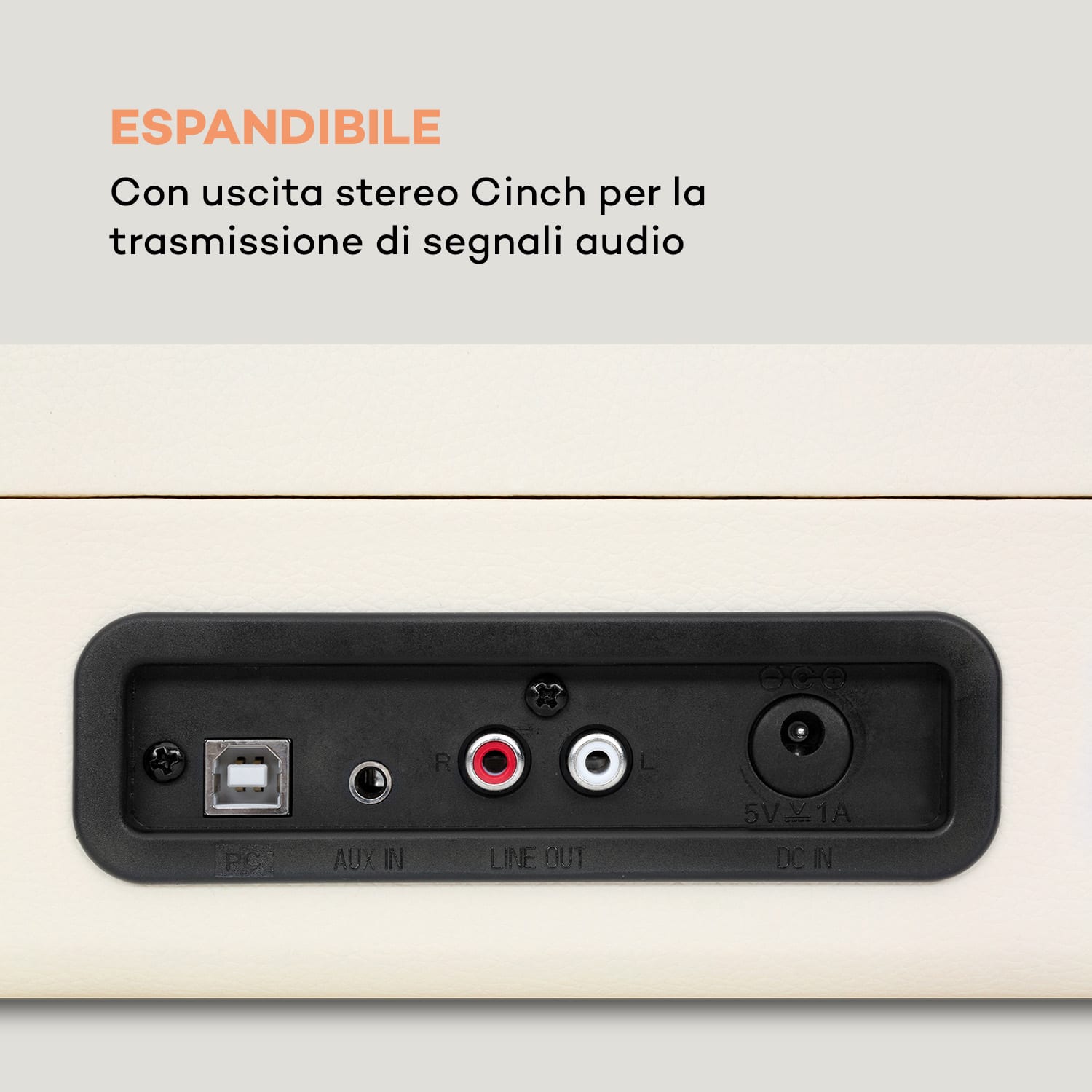 Nostalgy by Peggy Sue Giradischi Retrò LP USB AUX Crema/Ottone 