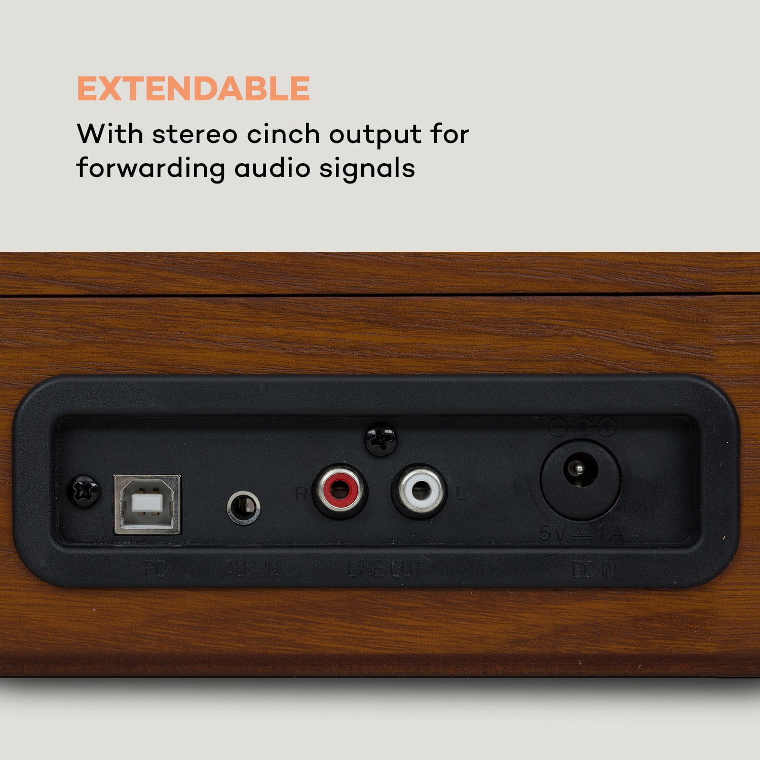 Nostalgy by auna Peggy Sue Retro Record Player LP USB AUX Wood / Gold Look 