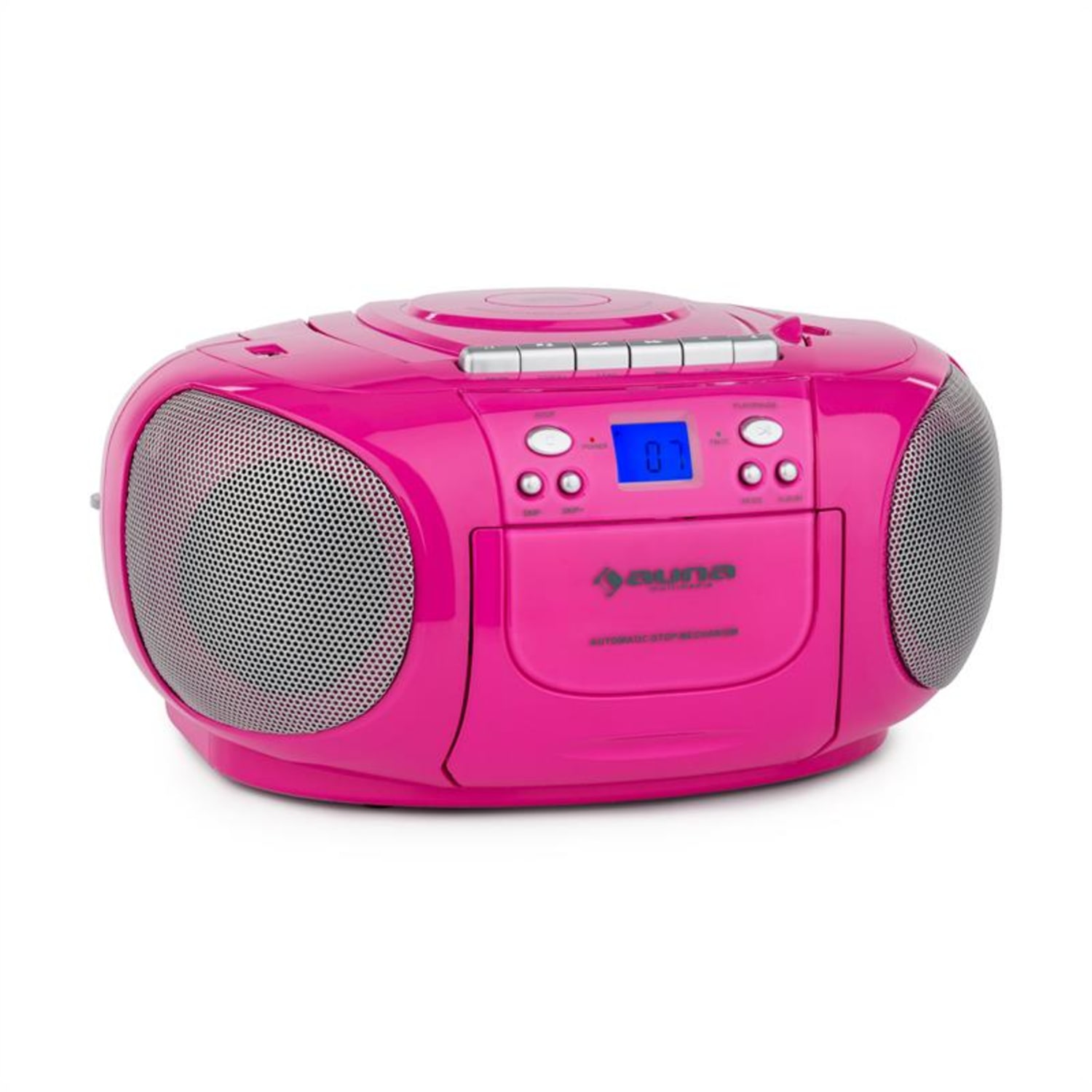 BoomGirl boombox ghettoblaster radio CD/MP3 speler cassettedeck - pink Pink