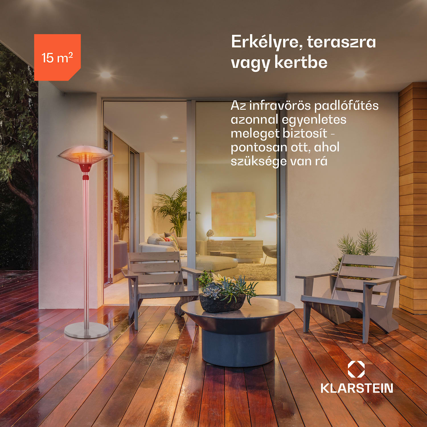 Heat Guard, infravörös sugárzó fűtőtest, 2100 W, IP44, állítható magasságú, IR ComfortHeat 