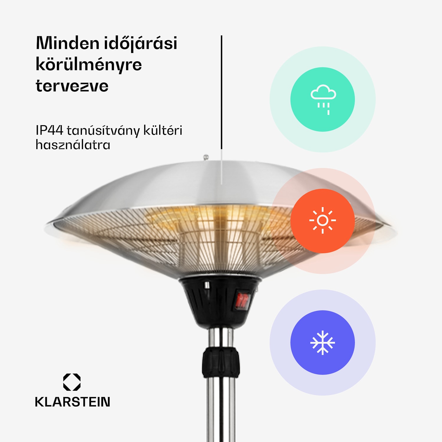 Heat Guard, infravörös sugárzó fűtőtest, 2100 W, IP44, állítható magasságú, IR ComfortHeat 