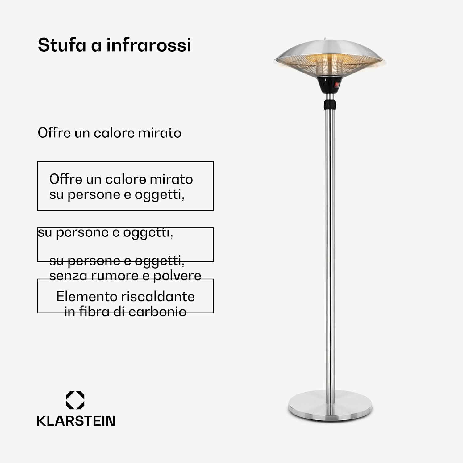 Heat Guard - Stufa a infrarossi, IP44, altezza regolabile, IR ComfortHeat, 2100 W 