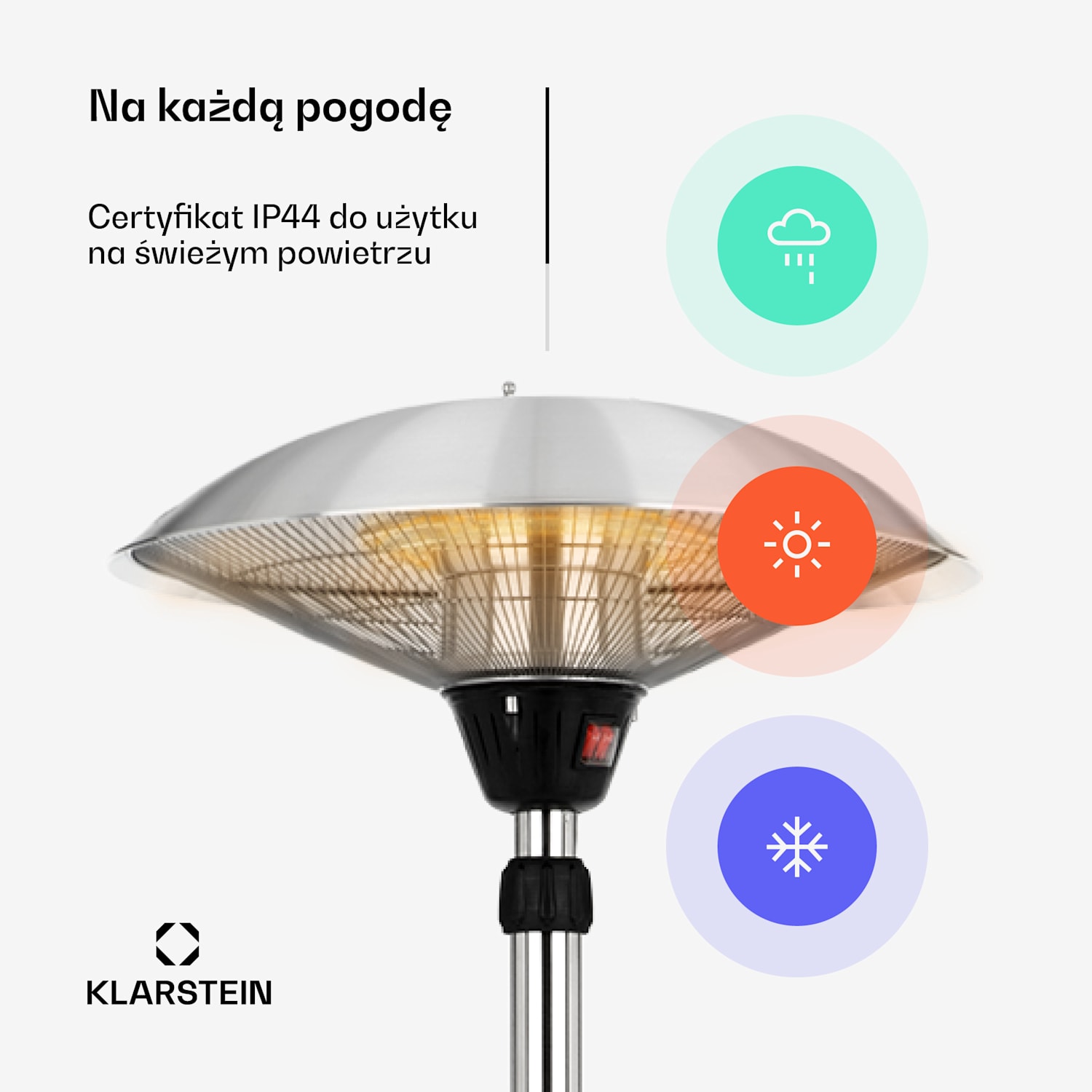 Heat Guard, promiennik podczerwieni tarasowy, stojący, parasol grzewczy, IP44, regulacja wysokości, IR ComfortHeat, 2100 W 