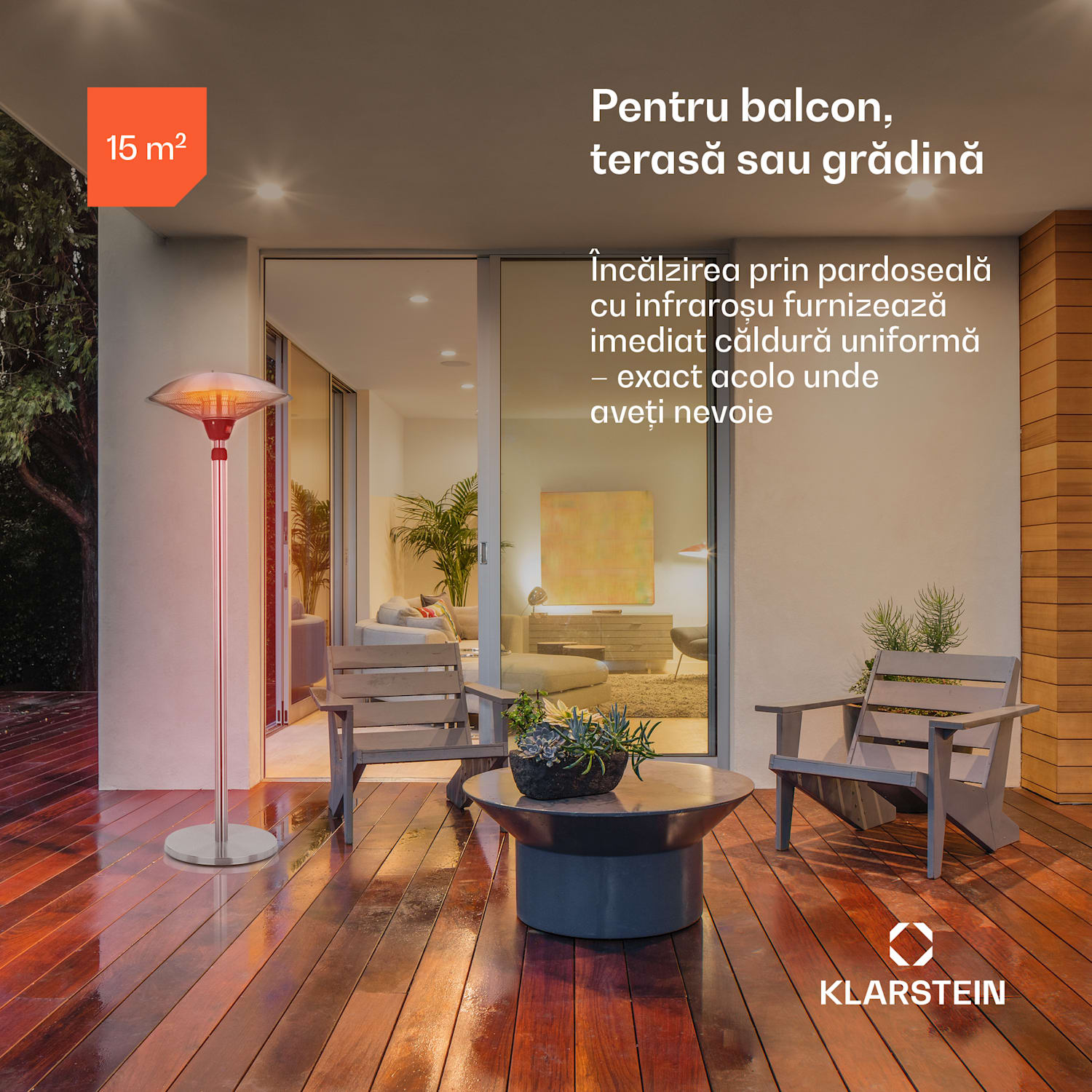 Heat Guard, încălzitor radiant cu infraroșu, IP44, reglabil pe înălțime, IR ComfortHeat, 2100W 