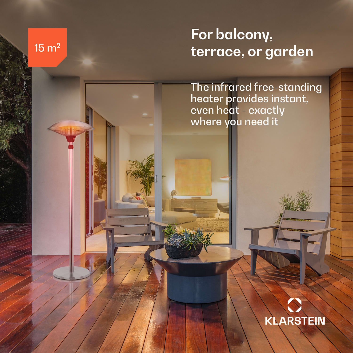 Aquecedor de infravermelhos Heat Guard IP44 ajustável em altura IR ComfortHeat 2100W 