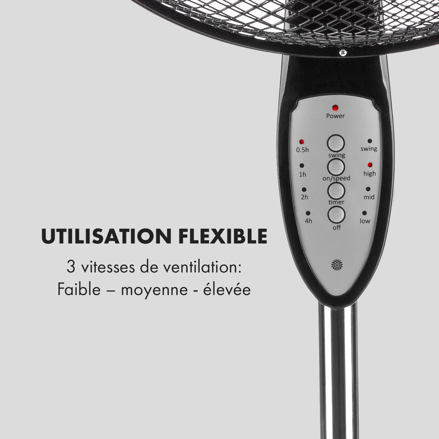 Summerjam ventilateur sur pied 41 cm 50 W 3 vitesses - noir Noir