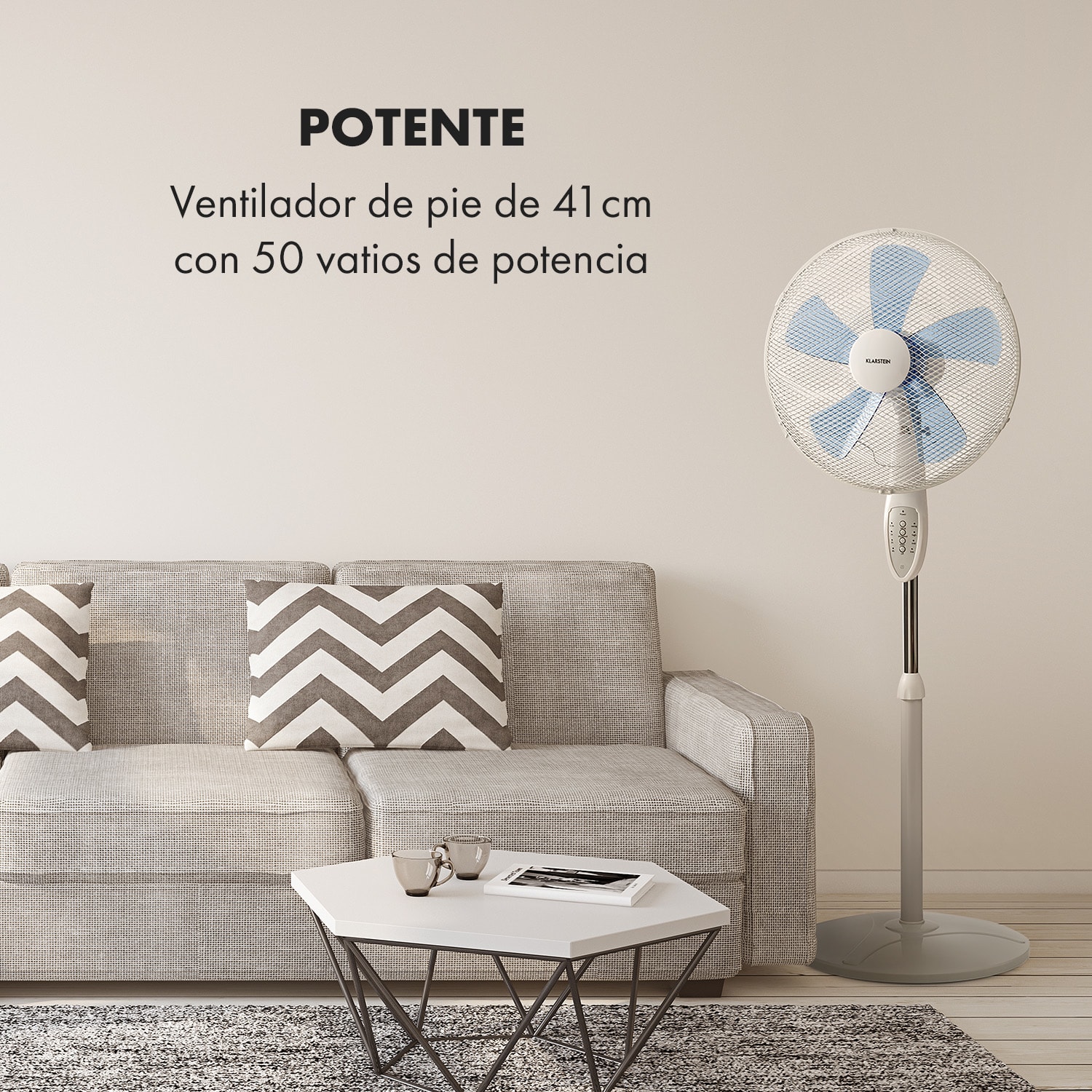 Summerjam Ventilador de pie 41 cm 50W 3 niveles color blanco Blanco