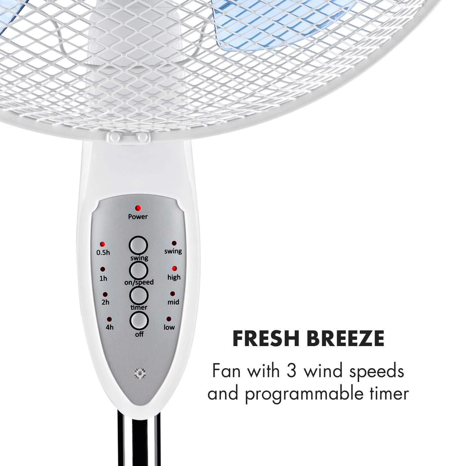 Summerjam, wentylator stojący, 41 cm, 50 W, 3 prędkości nawiewu, kolor biały Biały