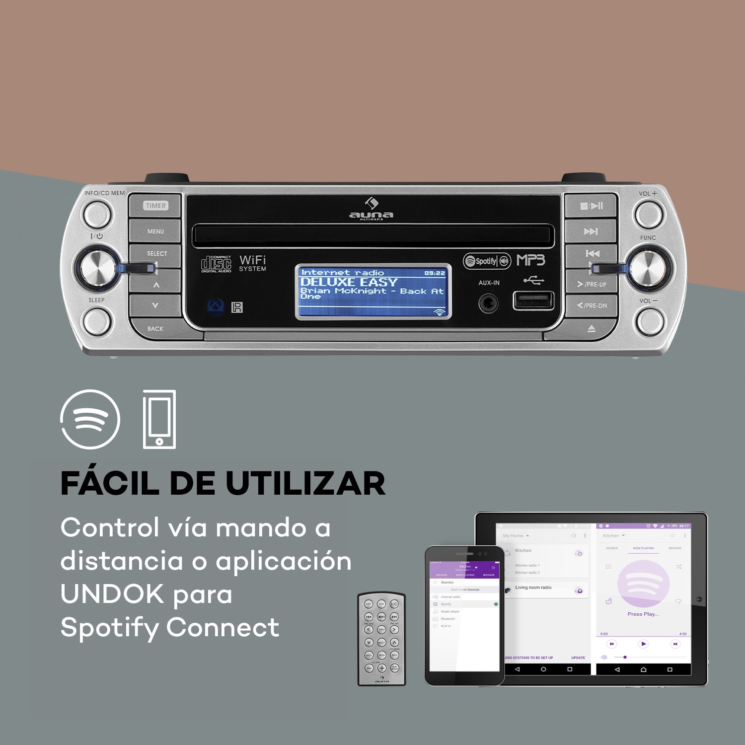 KR-500 CD Radio internet de cocina, WiFi integrado, reproductor de CD/MP3