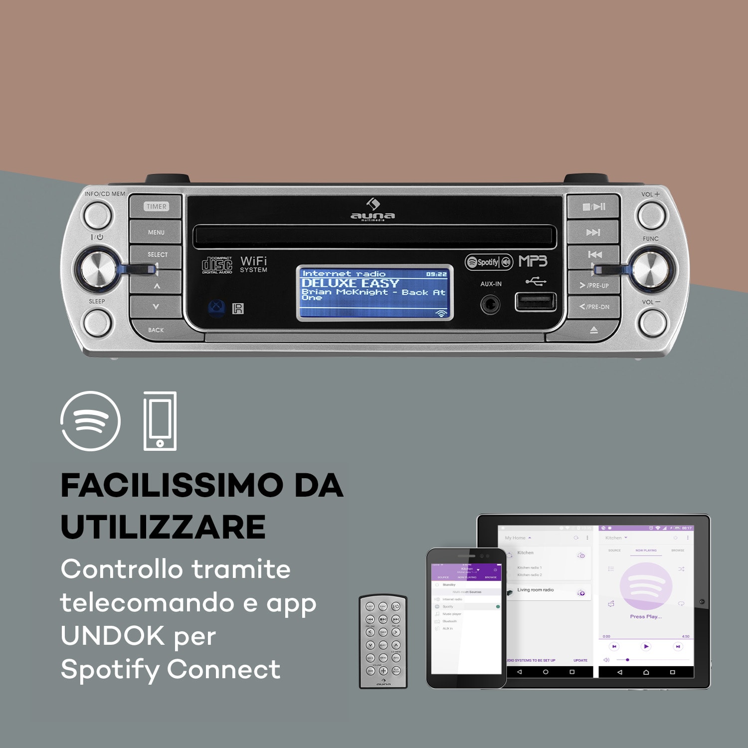 KR-500 CD Radio da Cucina, Web/PLL FM, WiFi Integrato, Lettore CD/Mp3 