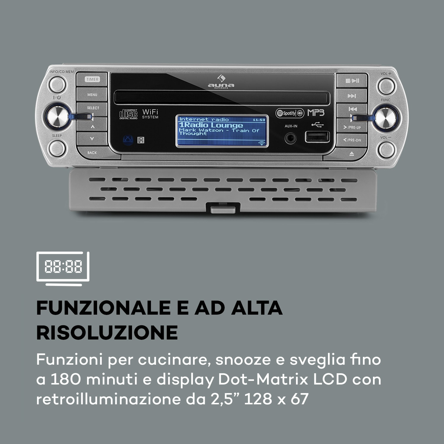 KR-500 CD Radio da Cucina, Web/PLL FM, WiFi Integrato, Lettore CD/Mp3 