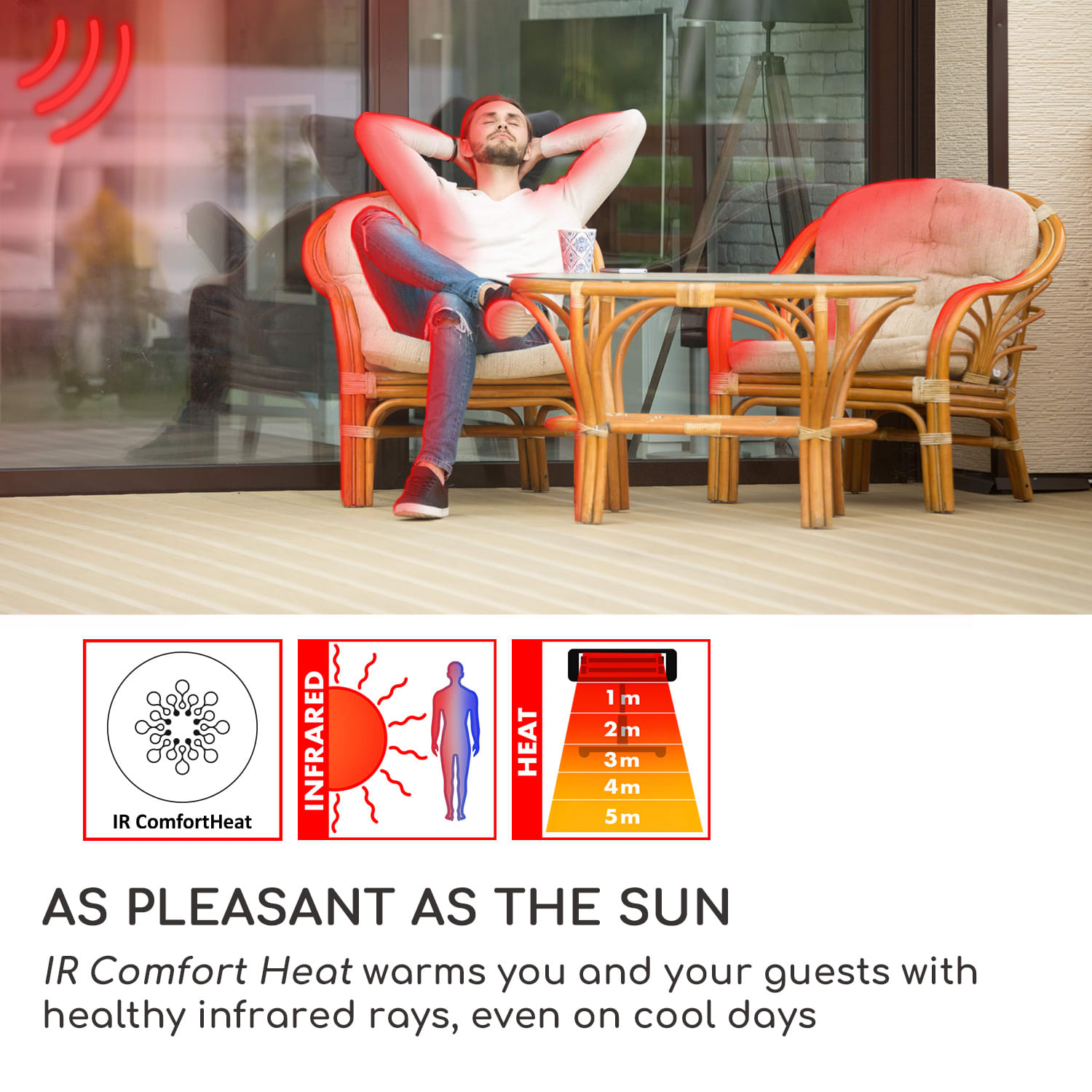 Gold Bar 2000, infračervený ohrievač, 2000 W, pozlátená žiarovka, IP65, čierny 