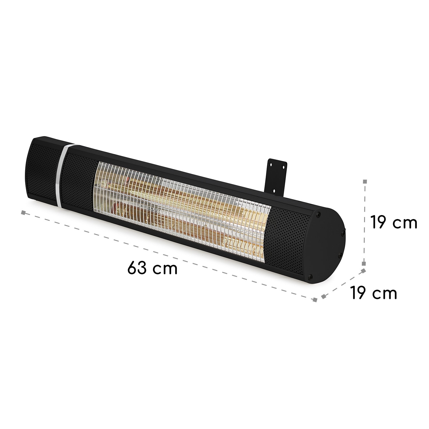 Gold Bar 2000, infračervený ohrievač, 2000 W, pozlátená žiarovka, IP65, čierny 