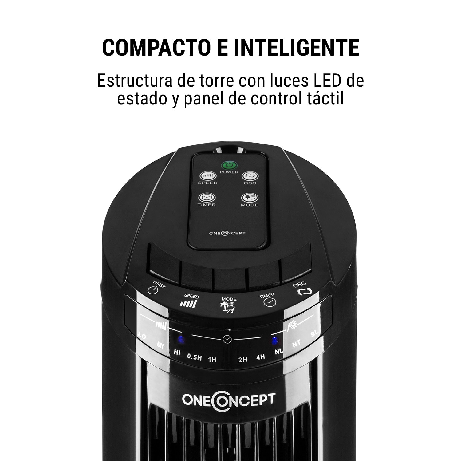 Blitzeis Ventilador de torre Ventilador vertical 40W 45° Oscilación Negro Negro
