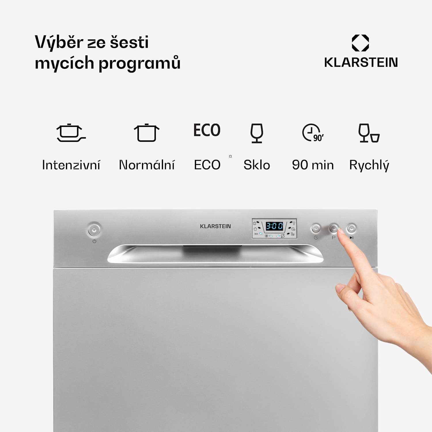 Amazonia 8, myčka nádobí, 1620 W, energetická třída F, 8 sad nádobí, 49 dB, AquaStop Stříbrná metalíza