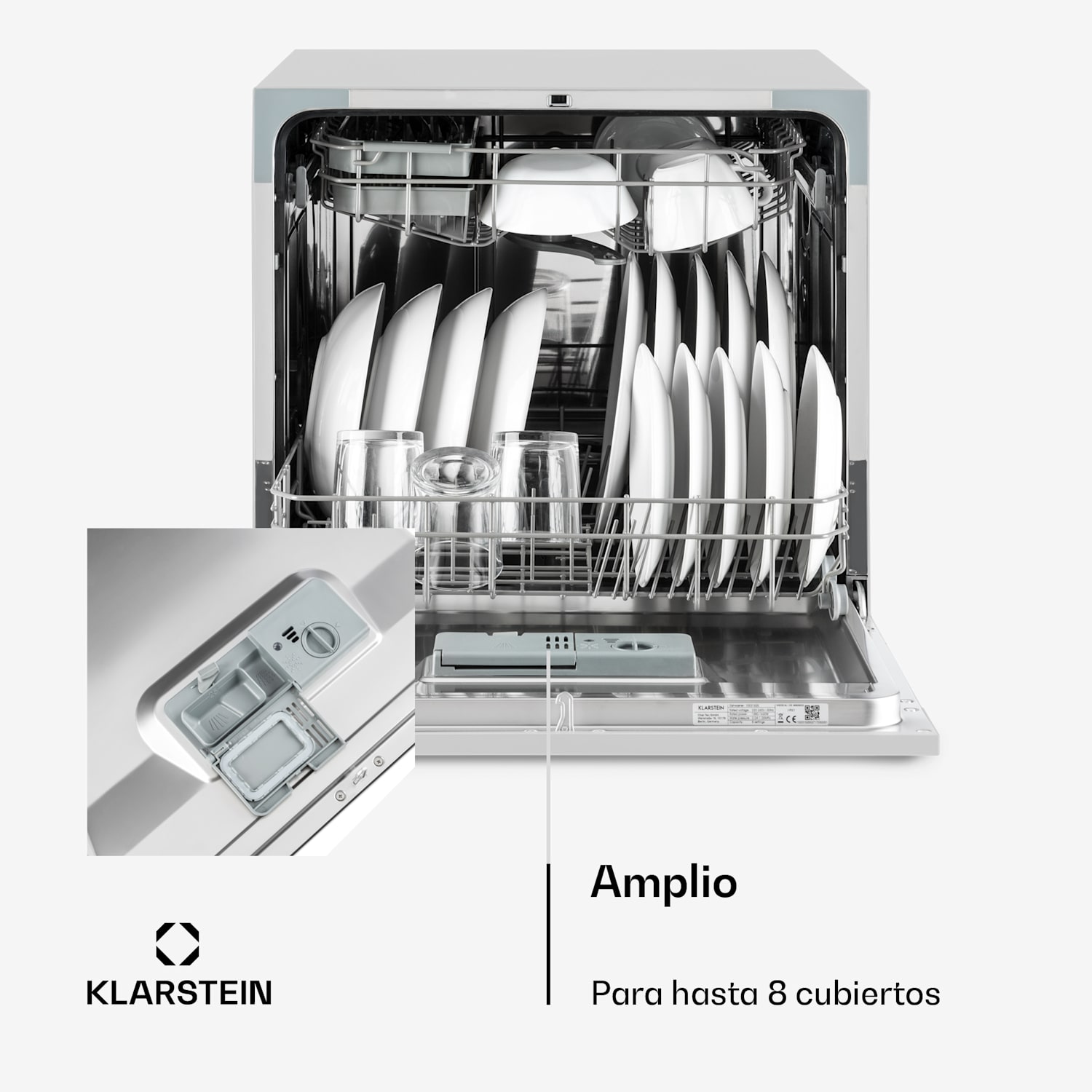 Lavavajillas Amazonia 8 1620 W para 8 cubiertos 49 dB Aquastop Plata Metálica
