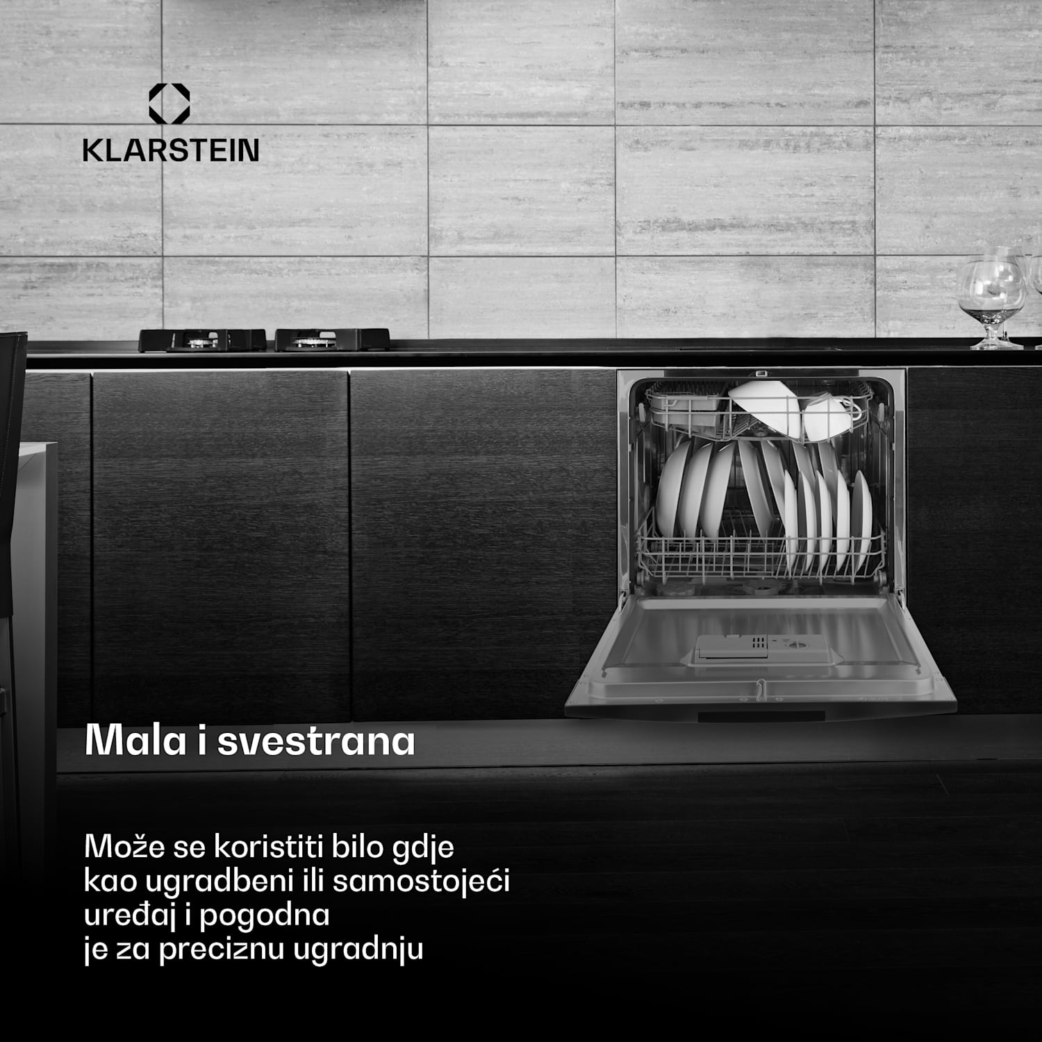 Amazonia 8, perilica posuđa, F, 1620 W, za 8 setova posuđa, 49 dB, aquastop Srebrna metalik