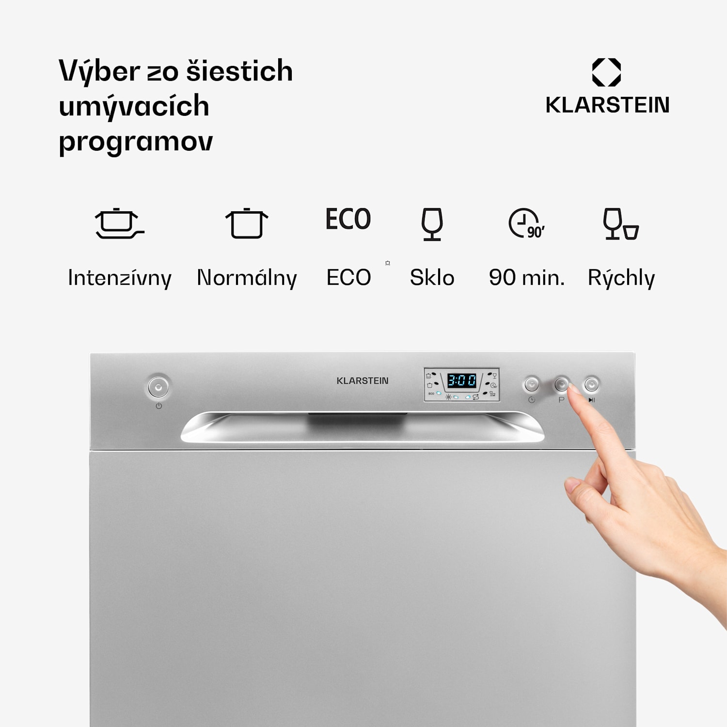 Amazonia 8, umývačka riadu, 1620 W, na 8 súprav riadu, energet. trieda F, 49 dB, aquastop Strieborná metalíza