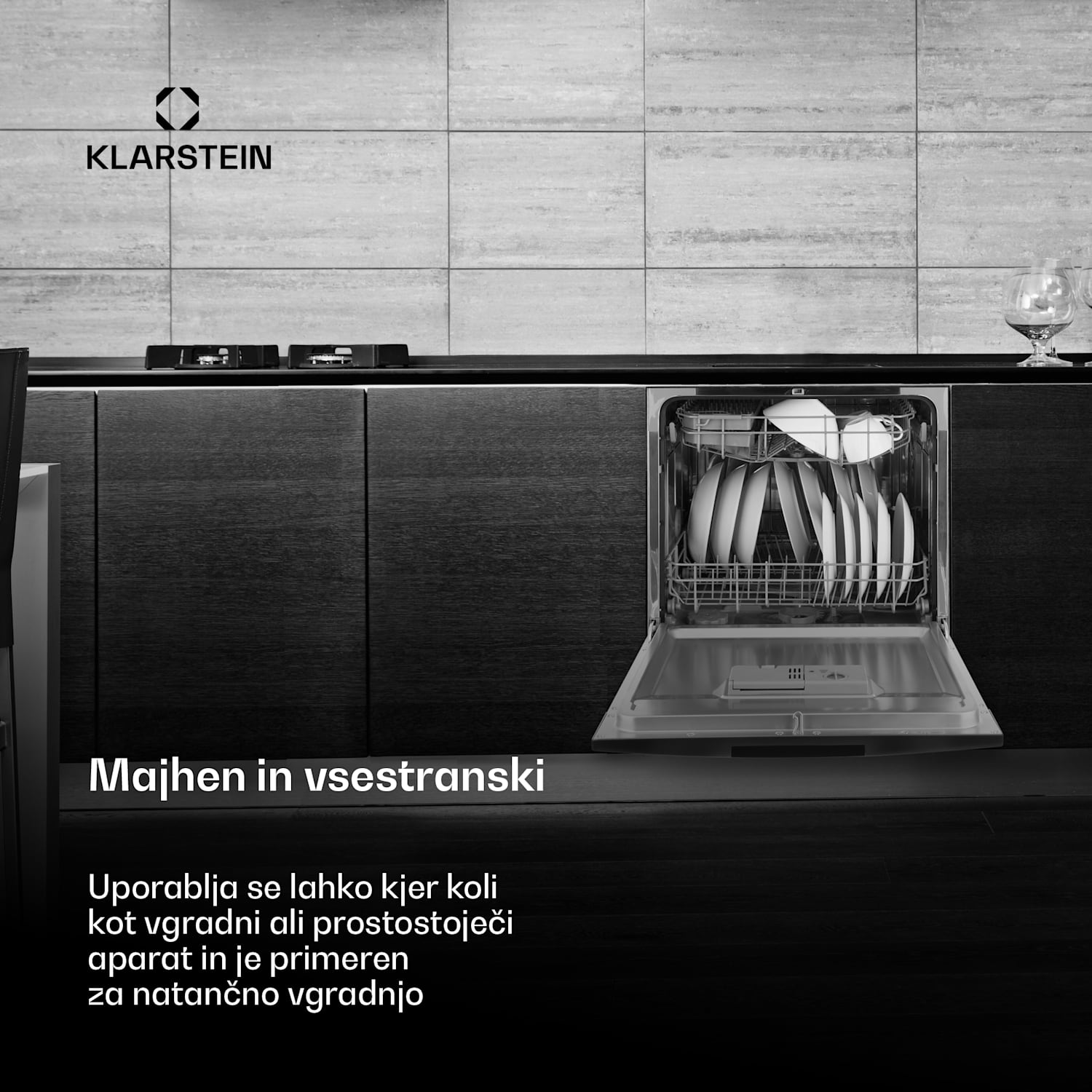 Amazonia 8, pomivalni stroj, F, 1620 W, za 8 pogrinjkov, 49 dB, aquastop Srebrna kovinska barva