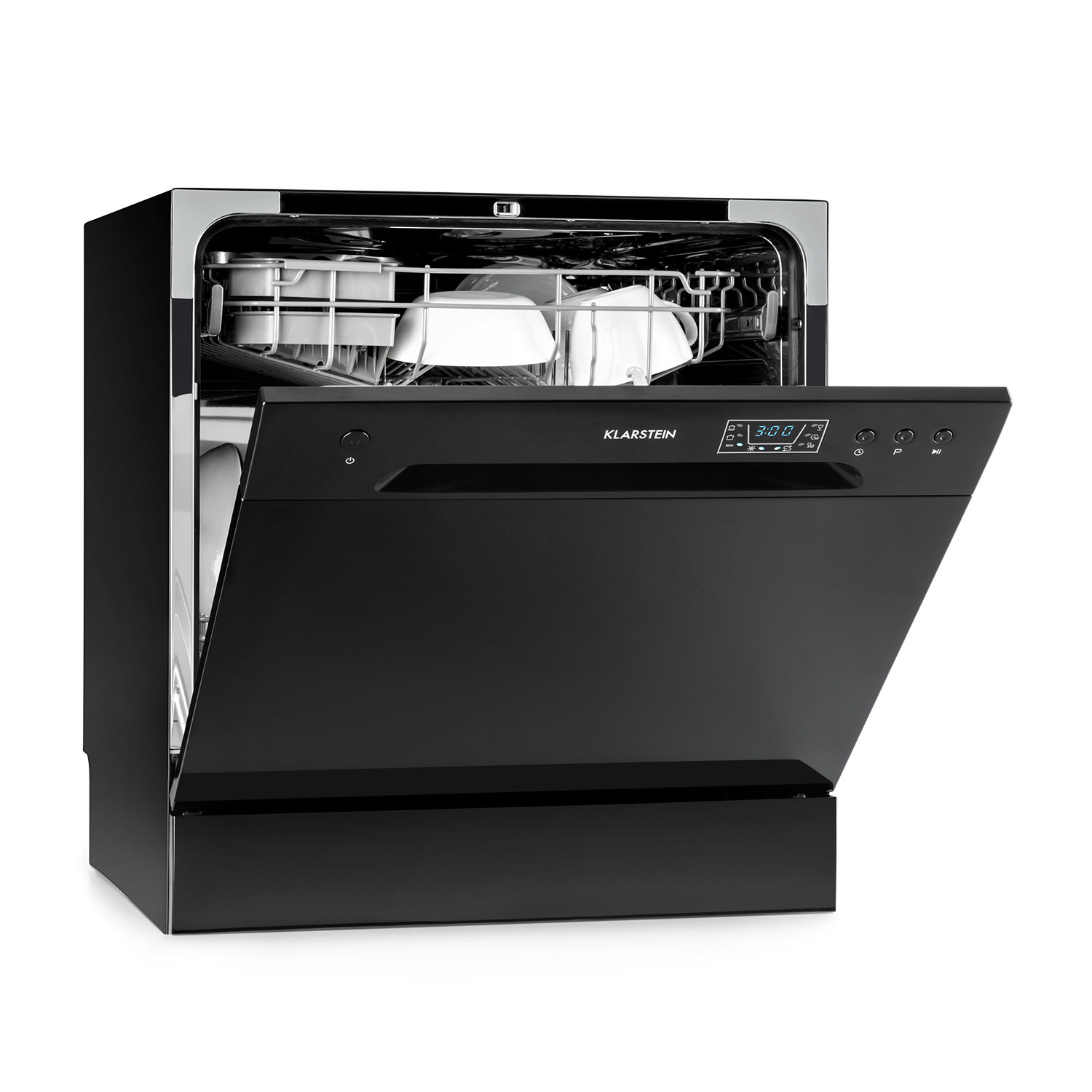 Amazonia 8 Geschirrspülmaschine 1620 Watt 8 Maßgedecke 49 dB Aquastop Schwarz