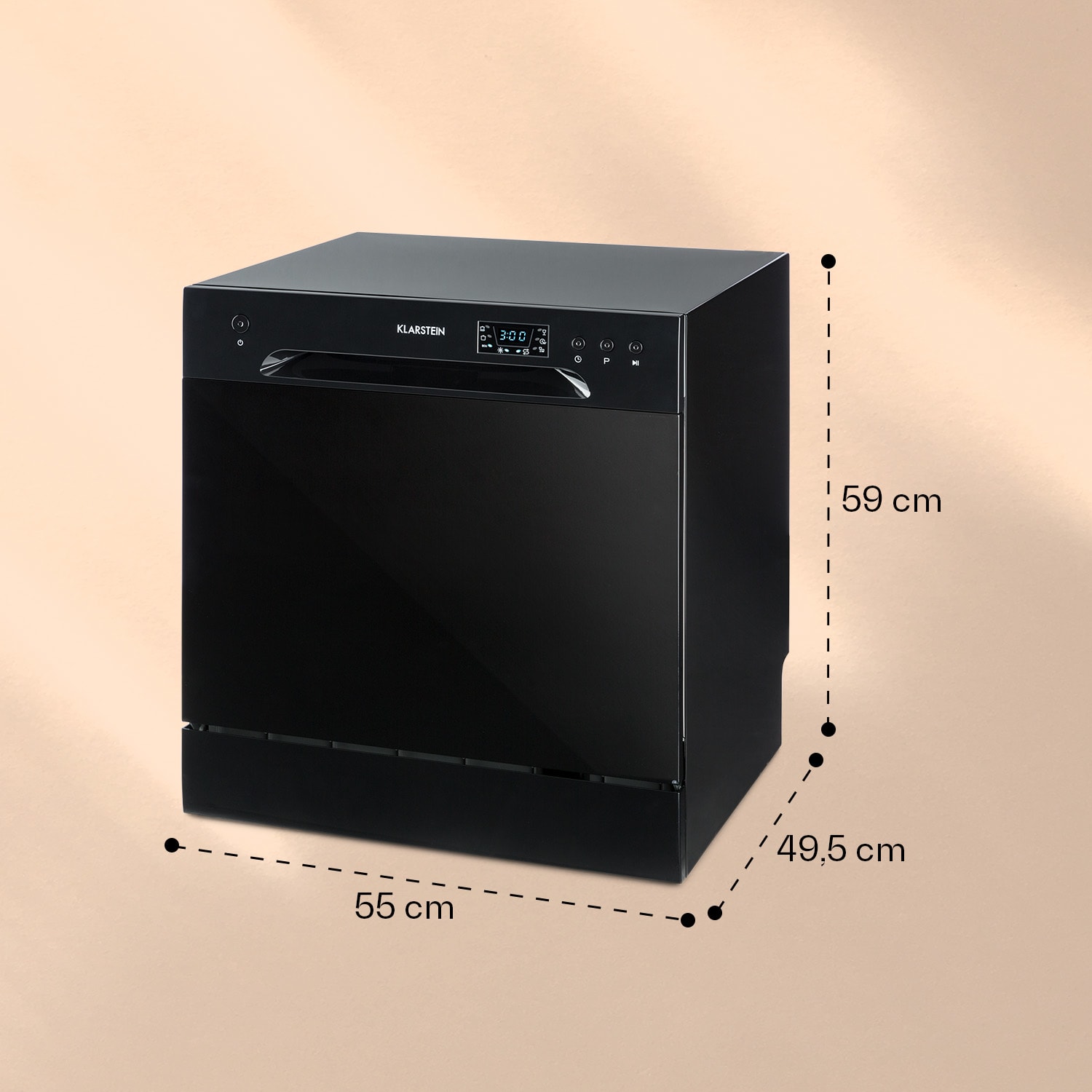 Amazonia 8 Geschirrspülmaschine 1620 Watt 8 Maßgedecke 49 dB Aquastop Schwarz