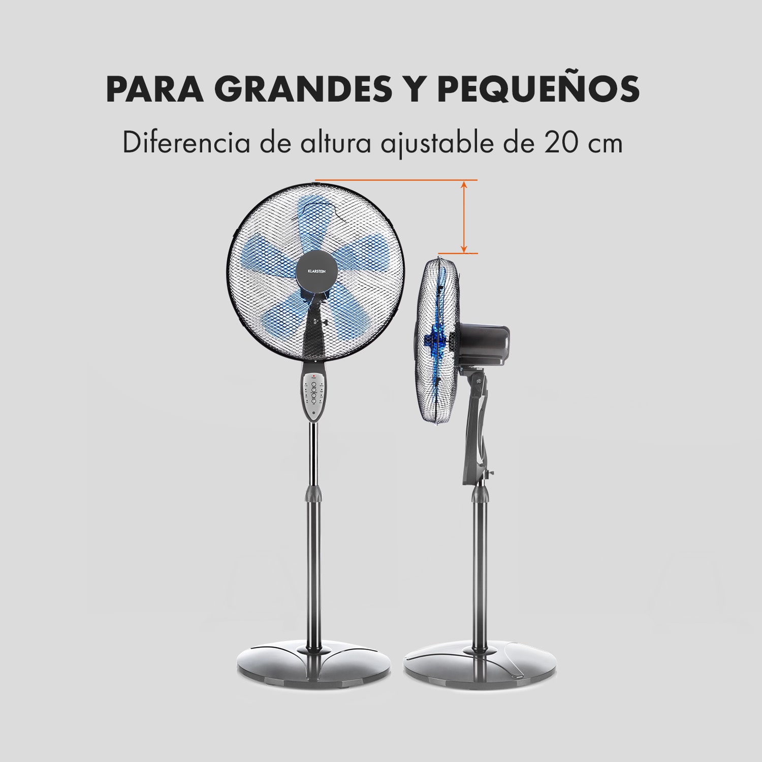 Summerjam Ventilador de pie 41 cm 50W 3 niveles color gris Gris Medio