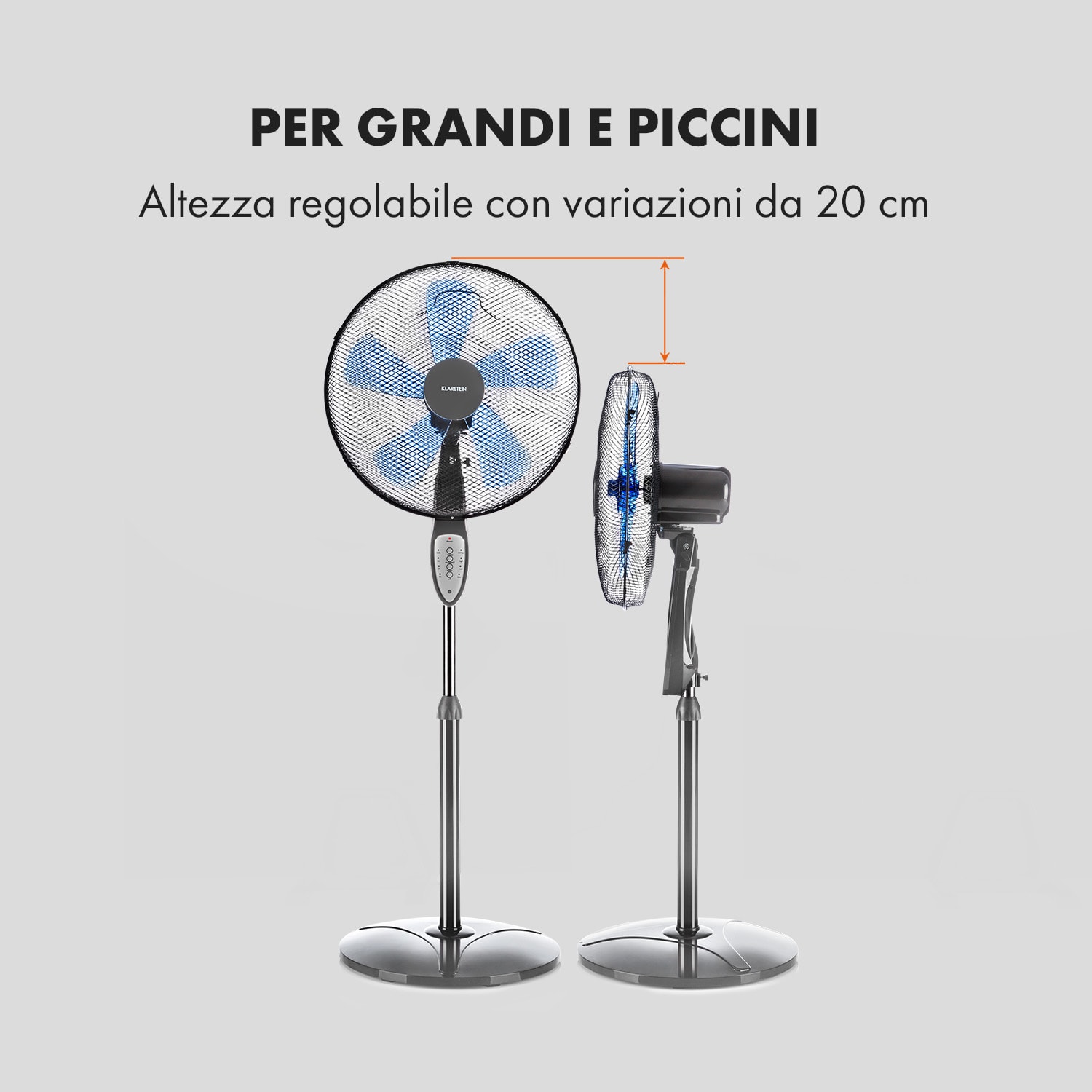 Summerjam Ventilatore a Piantana 41cm 50W 3 Livelli grigio Grigio medio
