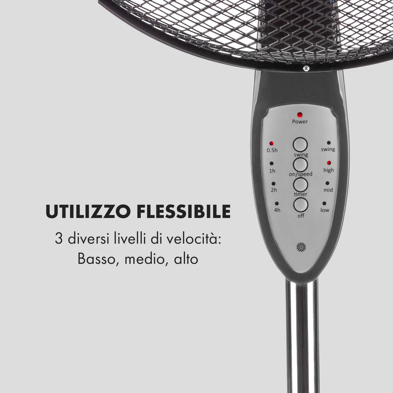 Summerjam Ventilatore a Piantana 41cm 50W 3 Livelli grigio Grigio medio