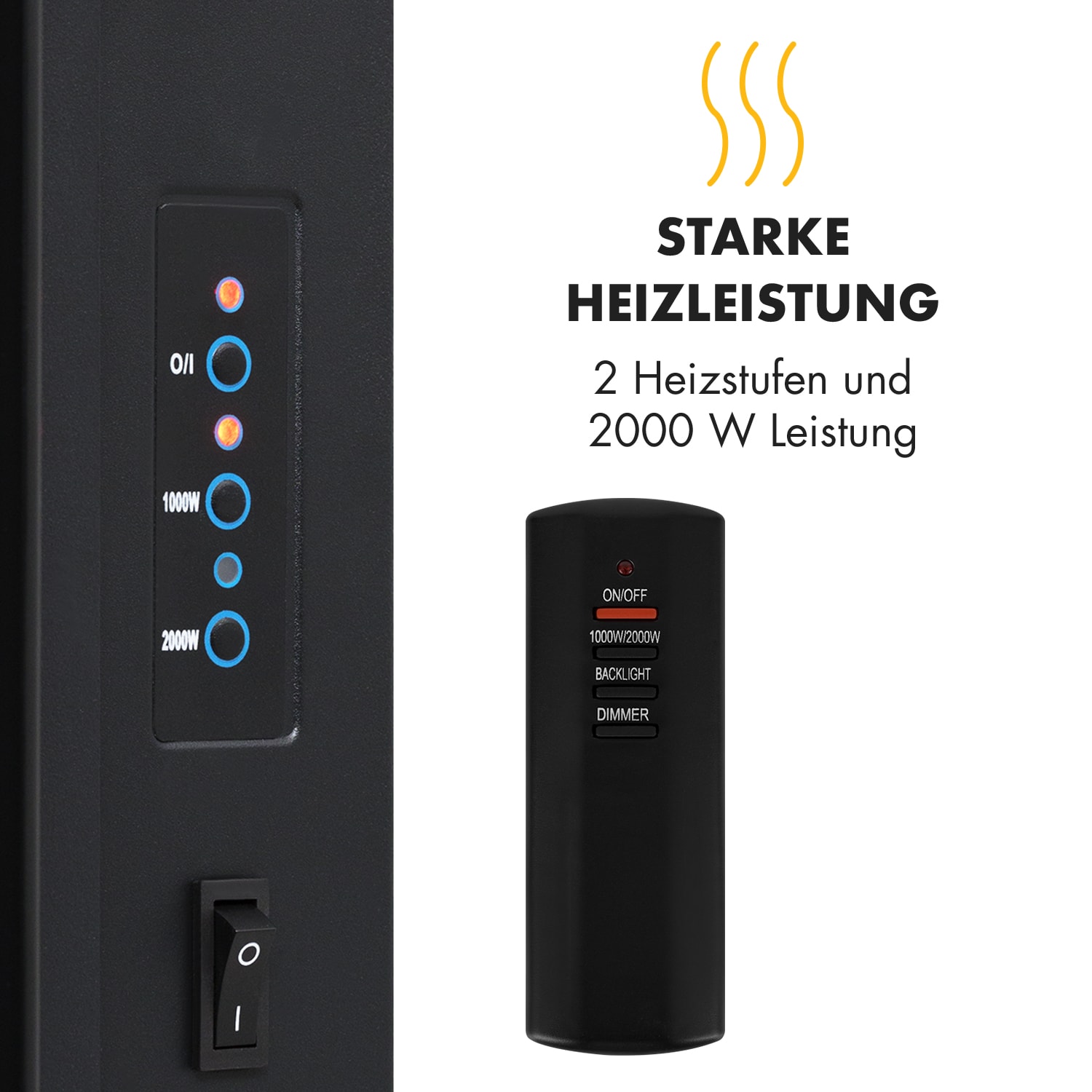 Lausanne Vertical Elektrischer Kamin 1000/2000 W Fernbedienung Dimmer 