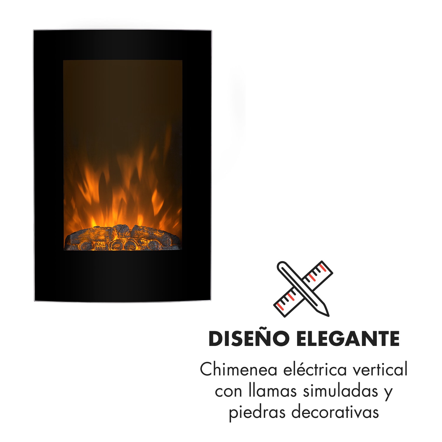 Chimenea eléctrica Lausanne Vertical de 1000 o 2000 vatios cristal mando a distancia atenuador 