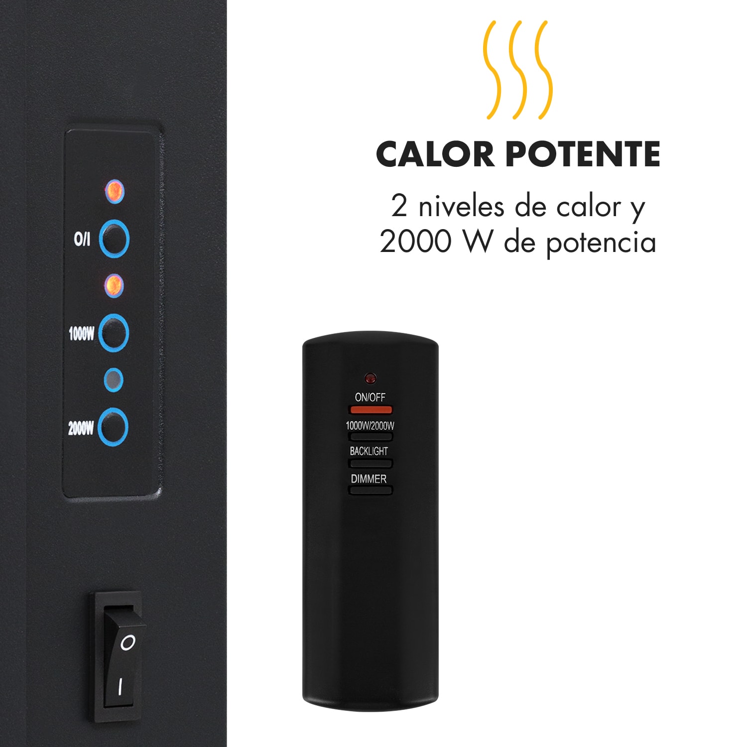 Chimenea eléctrica Lausanne Vertical de 1000 o 2000 vatios cristal mando a distancia atenuador 